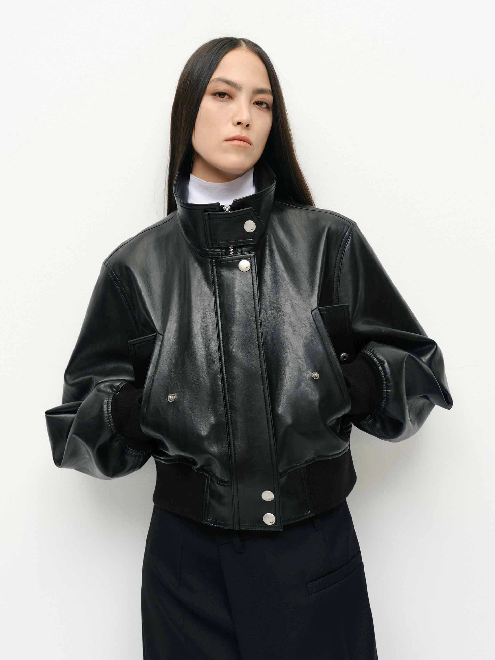 Cropped Leather Jacket Active Jacket Mask