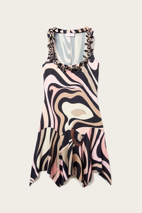 Marmo Embroidered Mini Dress Smooth Shape Classic Tailoring