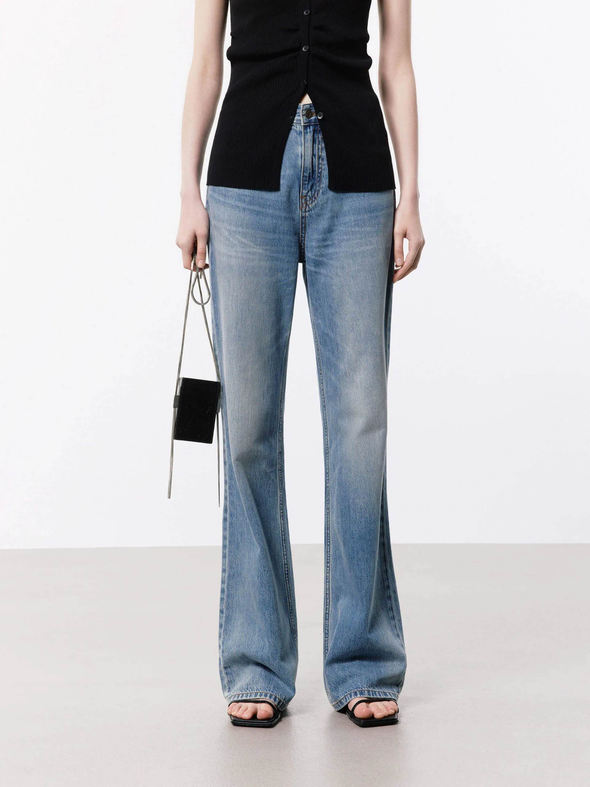 Holiday Vibes High Quality Daytime Look Flared Light Blue Jeans