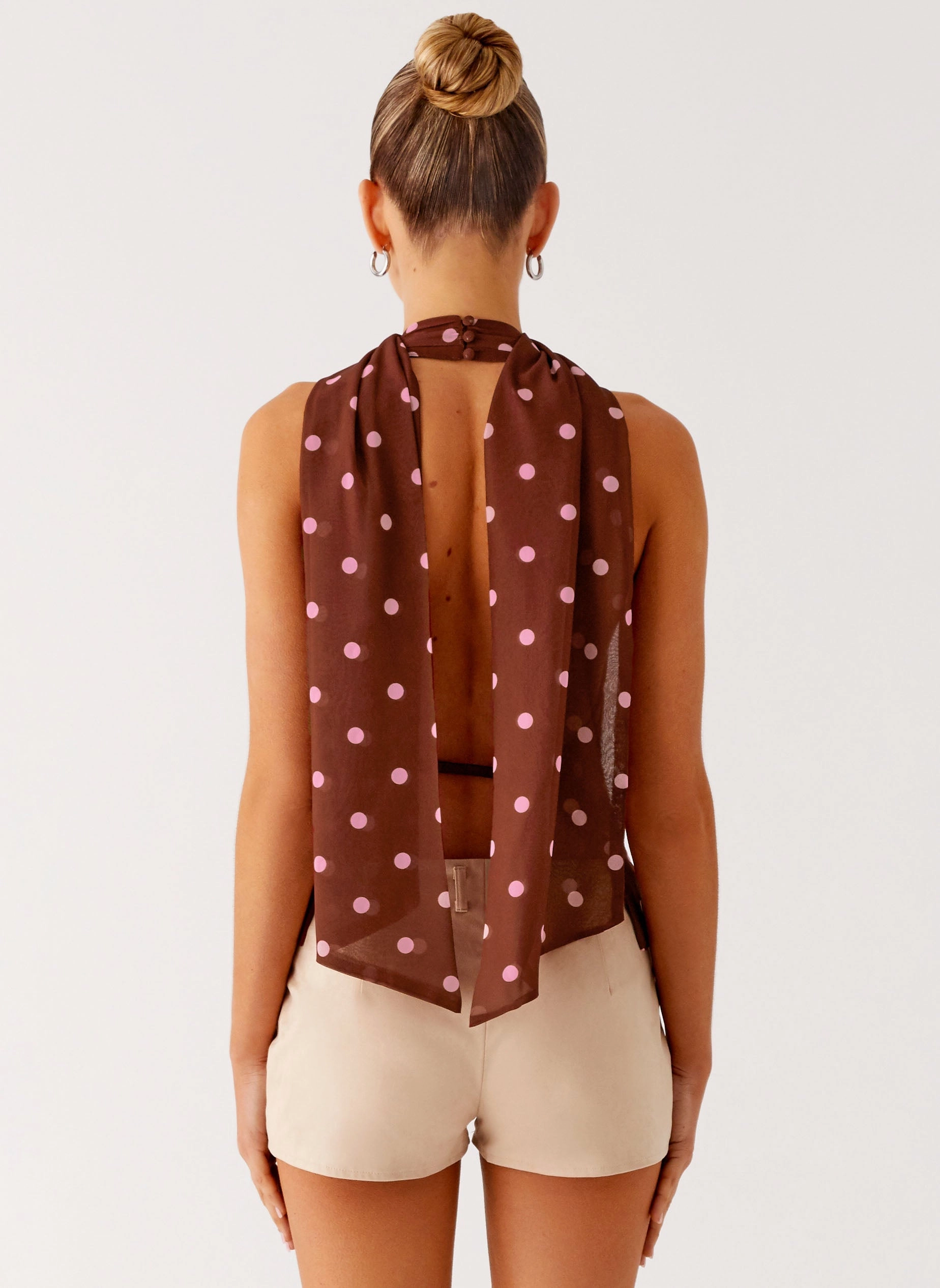 Stealing Love Scarf Top - Chocolate Strawberry Dot Situation