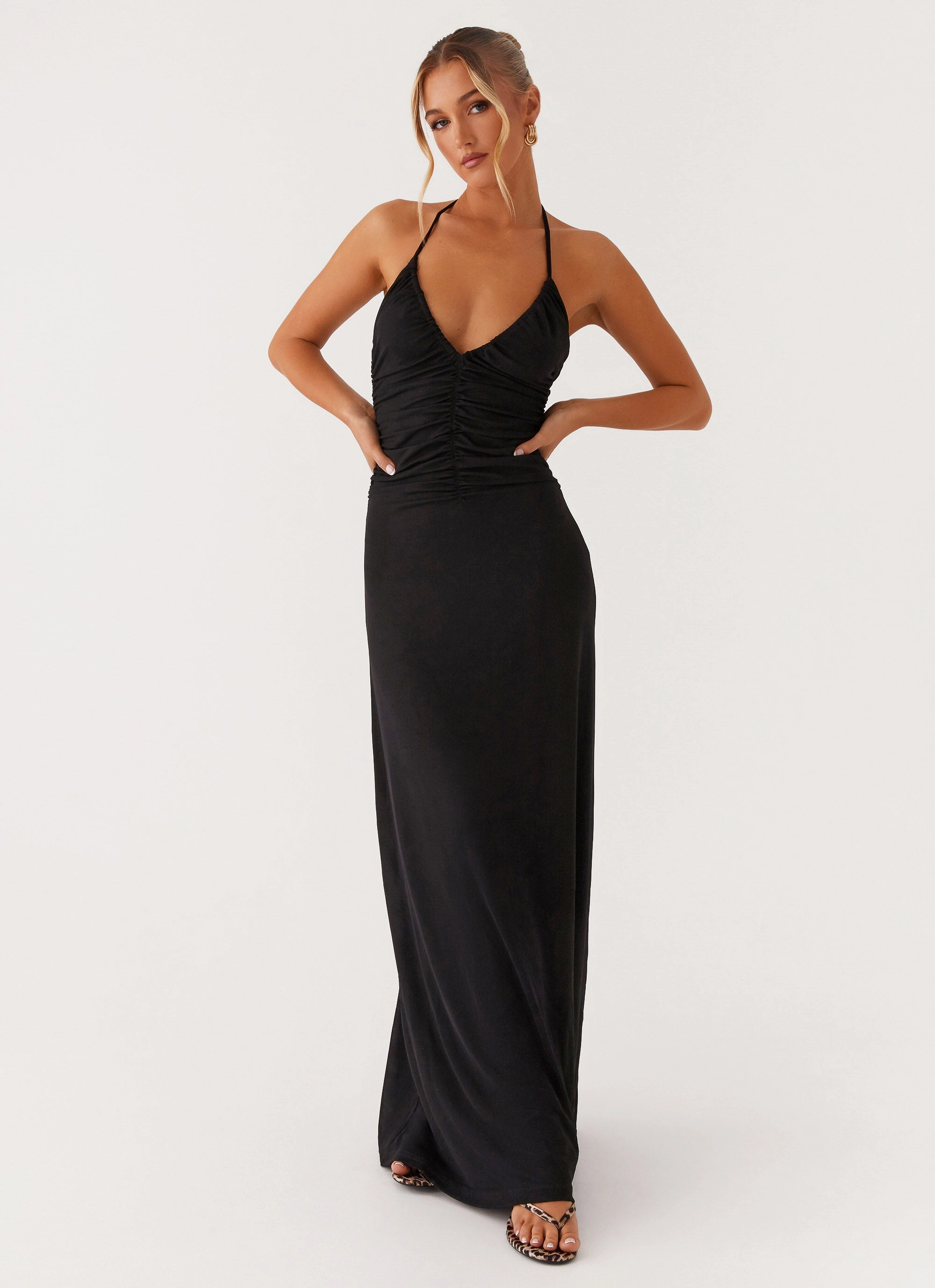 Fall Comfort Casual Chic Wear Kansas Maxi Dress - Black