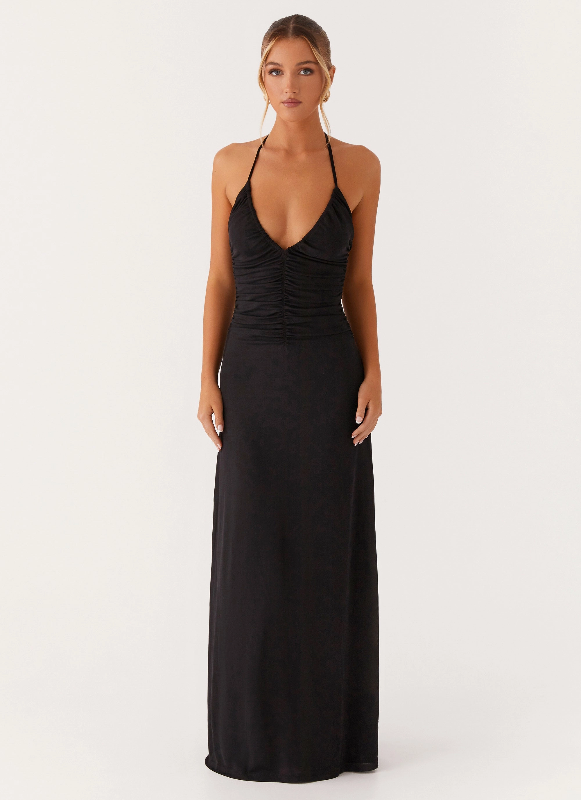 Kansas Maxi Dress - Black Modern Soft Bow Glow
