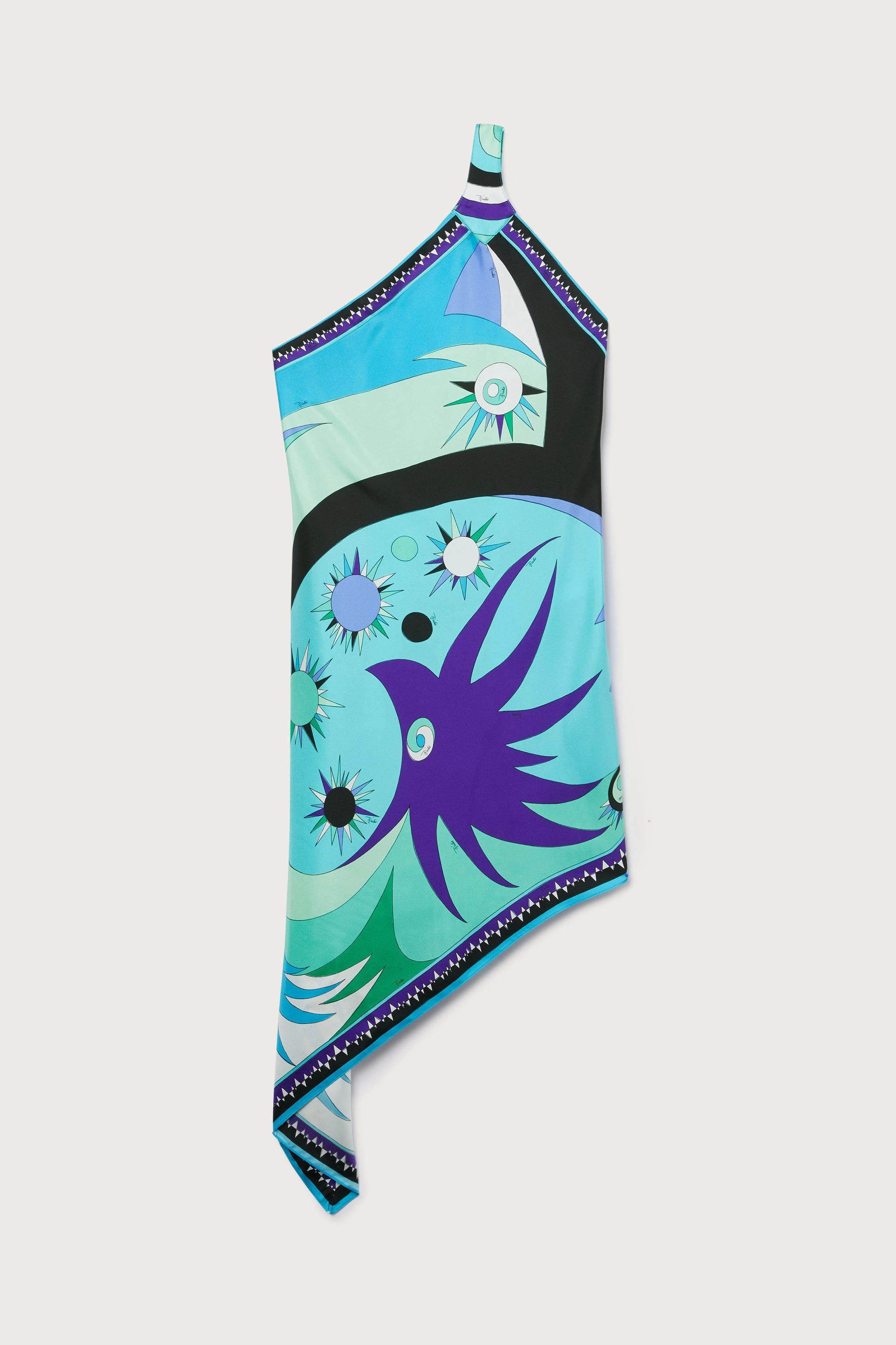 Stella Print Asymmetrical Silk Twill Dress Sleek Tailoring Silky texture