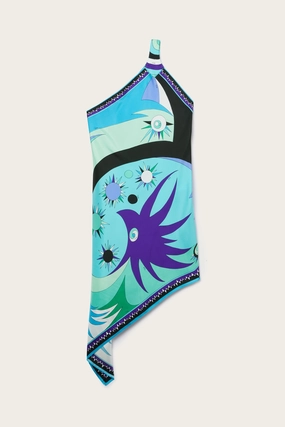 Stella Print Asymmetrical Silk Twill Dress Sleek Tailoring Silky texture