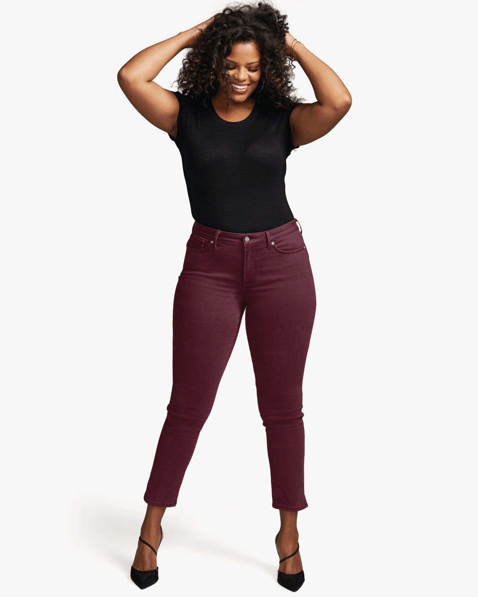 Fashion Lover Classic Wear Modern Minimalist Stephanie Slim Straight Ankle Jeans | Deep Currant