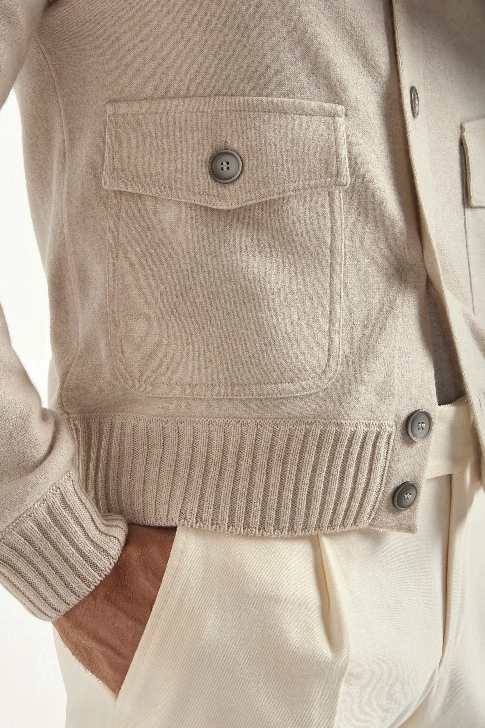 Multi Look Stone cashmere knitted bomber ?C Made in Italy