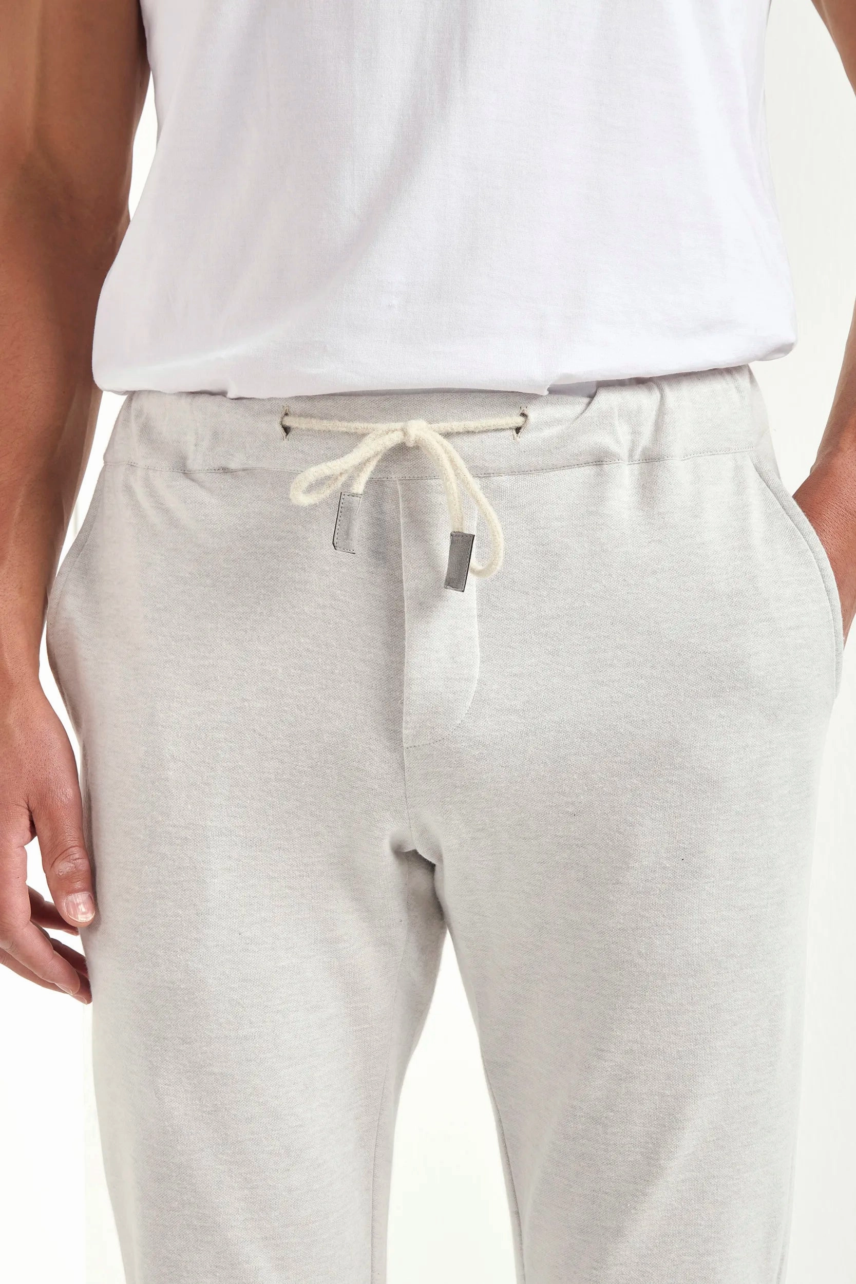 Stone jersey jogger pants - Made in Italy Travel Essential Luminous Thread Accents