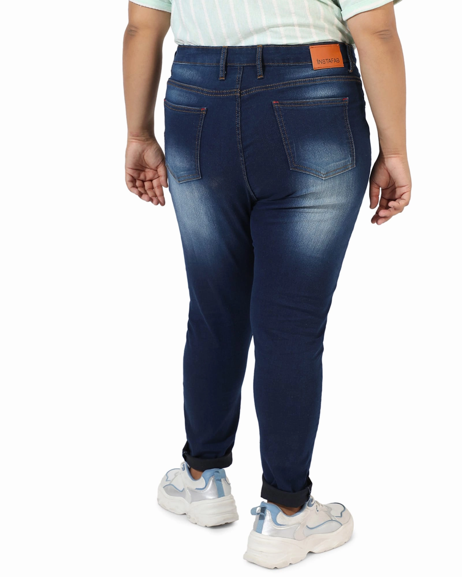 Stone Wash Skinny Jeans | Navy Clean Lines