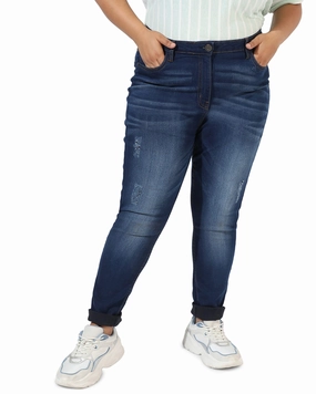 Stone Wash Skinny Jeans | Navy abrasion resistant coating Artist Vibe Everyday