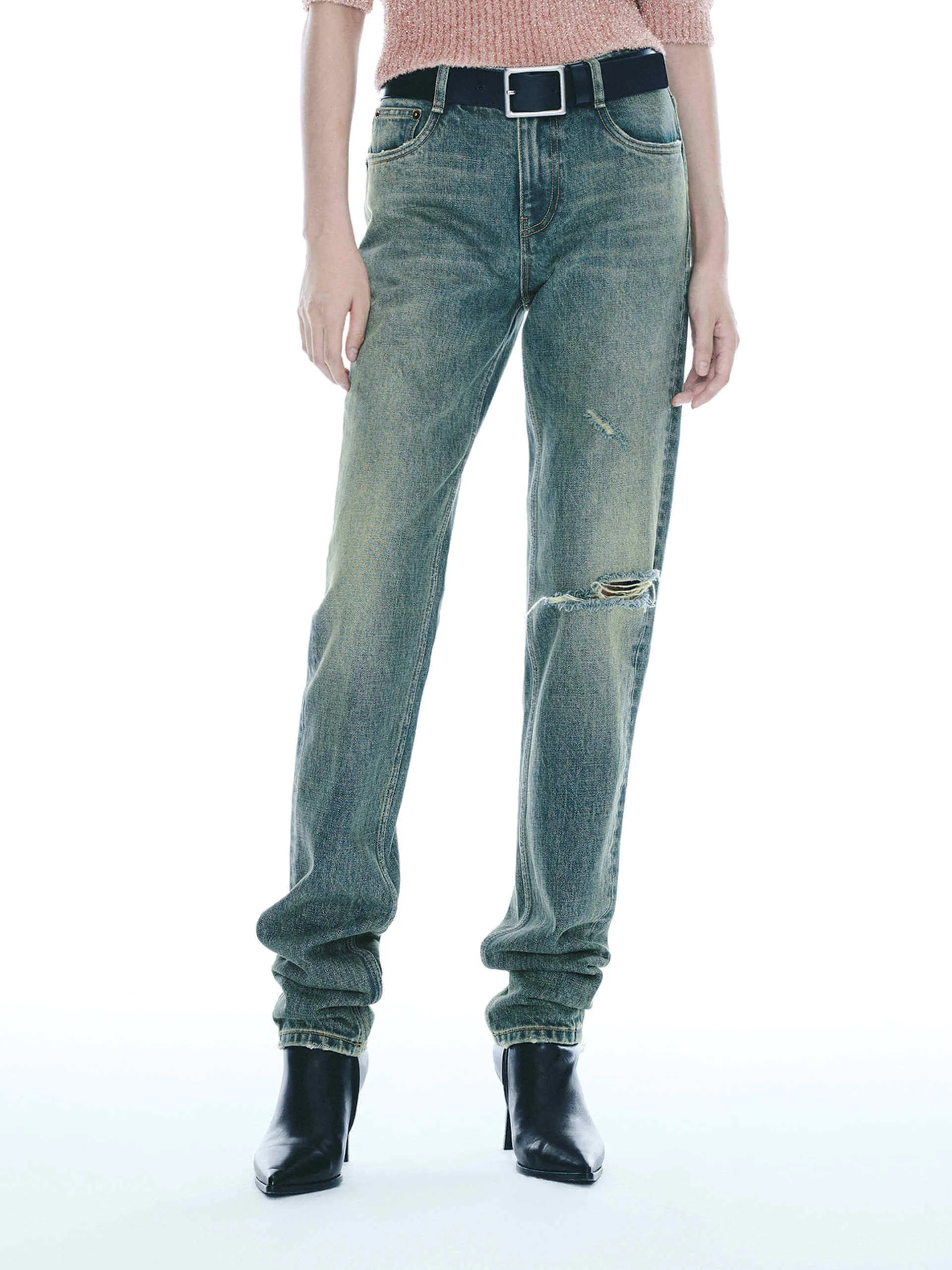 Simple Choice Straight Leg Destroyed Jeans