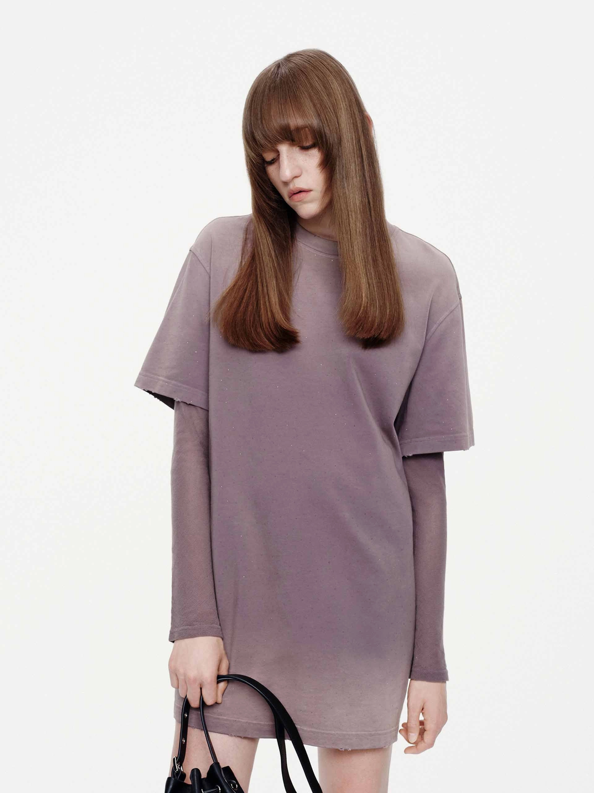 Hotfix Rhinestone T-shirt Dress Smooth Layering