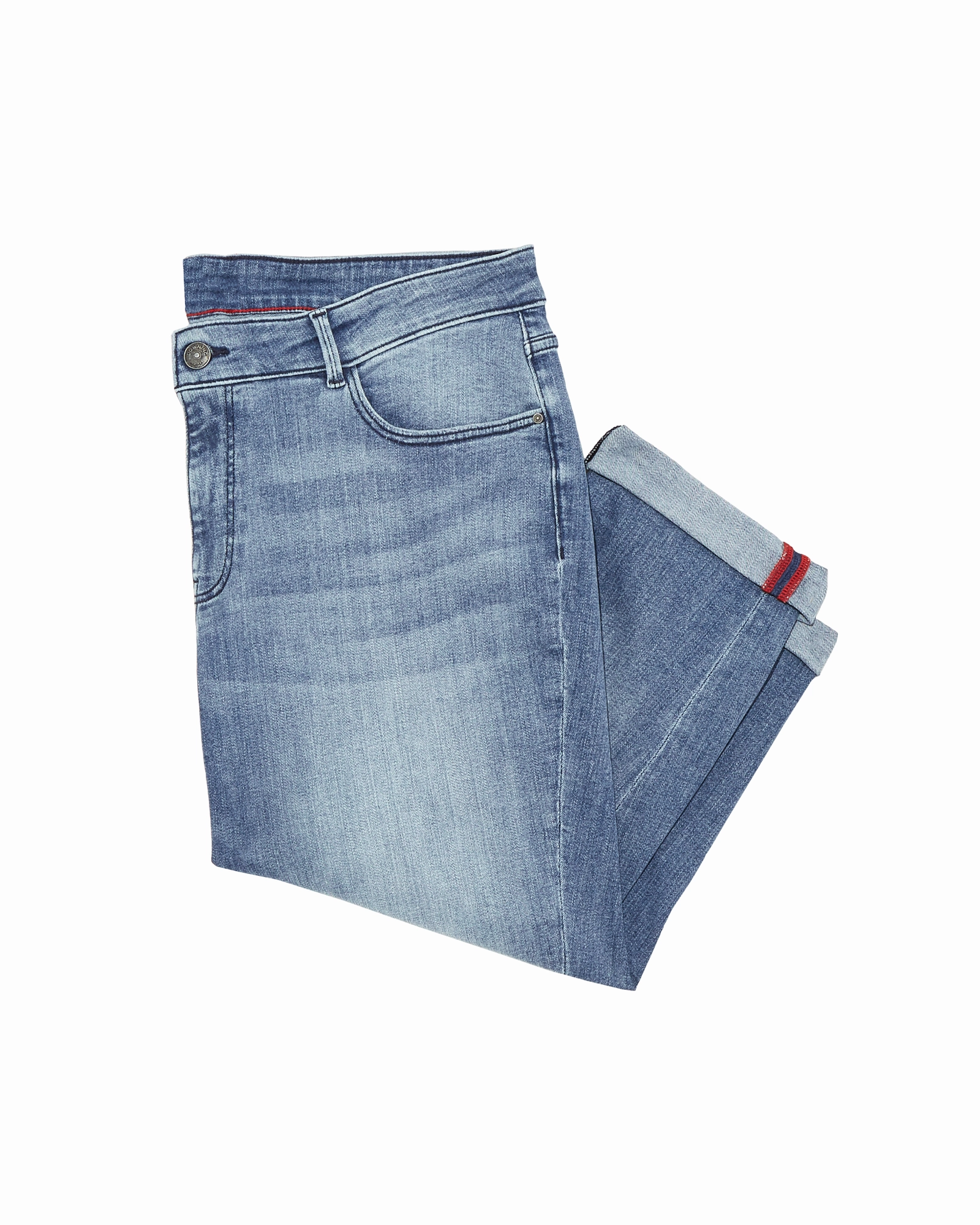 Clermont Double Rolled Capri | Medium Wash Core Look