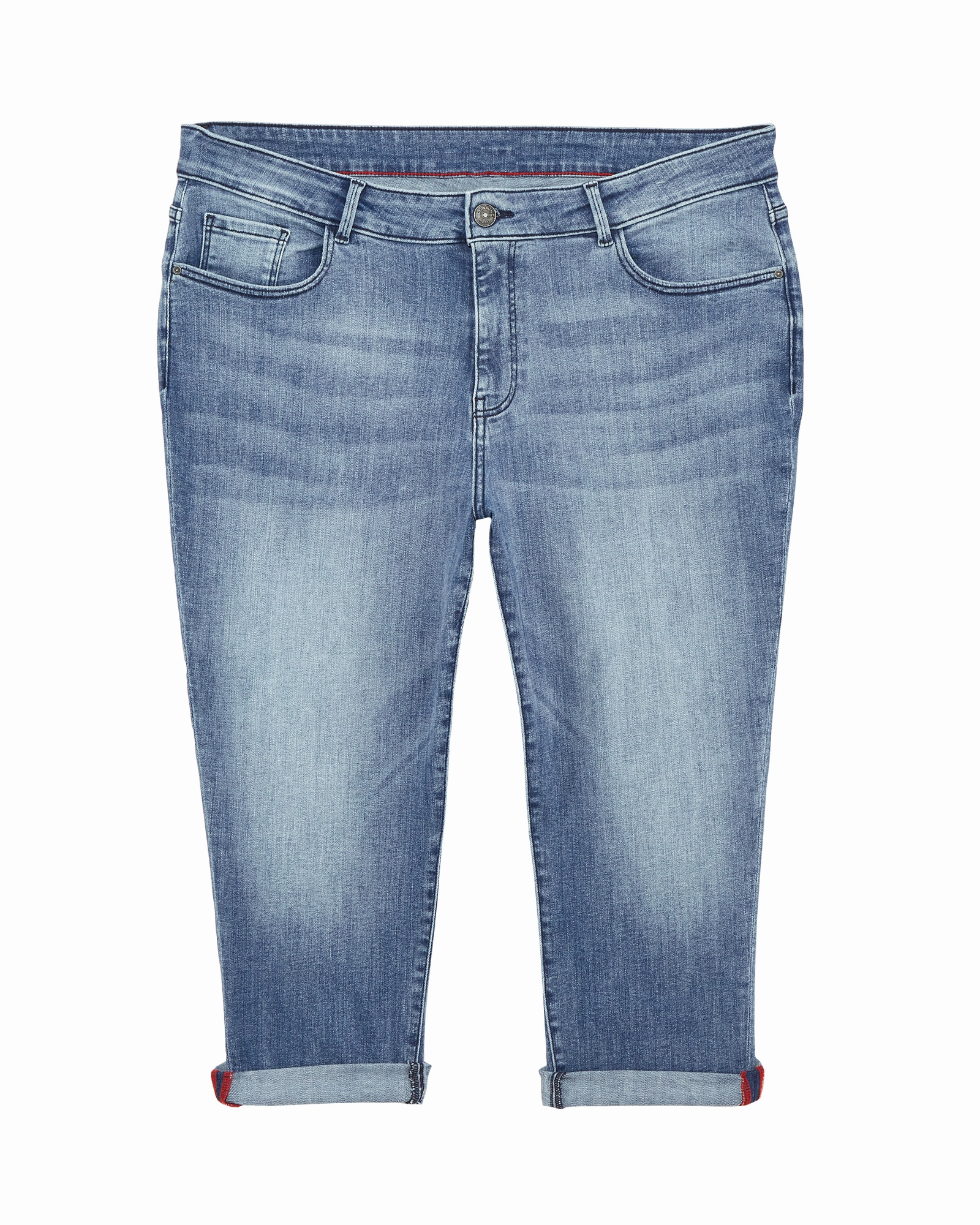 Classic Vibe Stay Comfortable Clermont Double Rolled Capri | Medium Wash