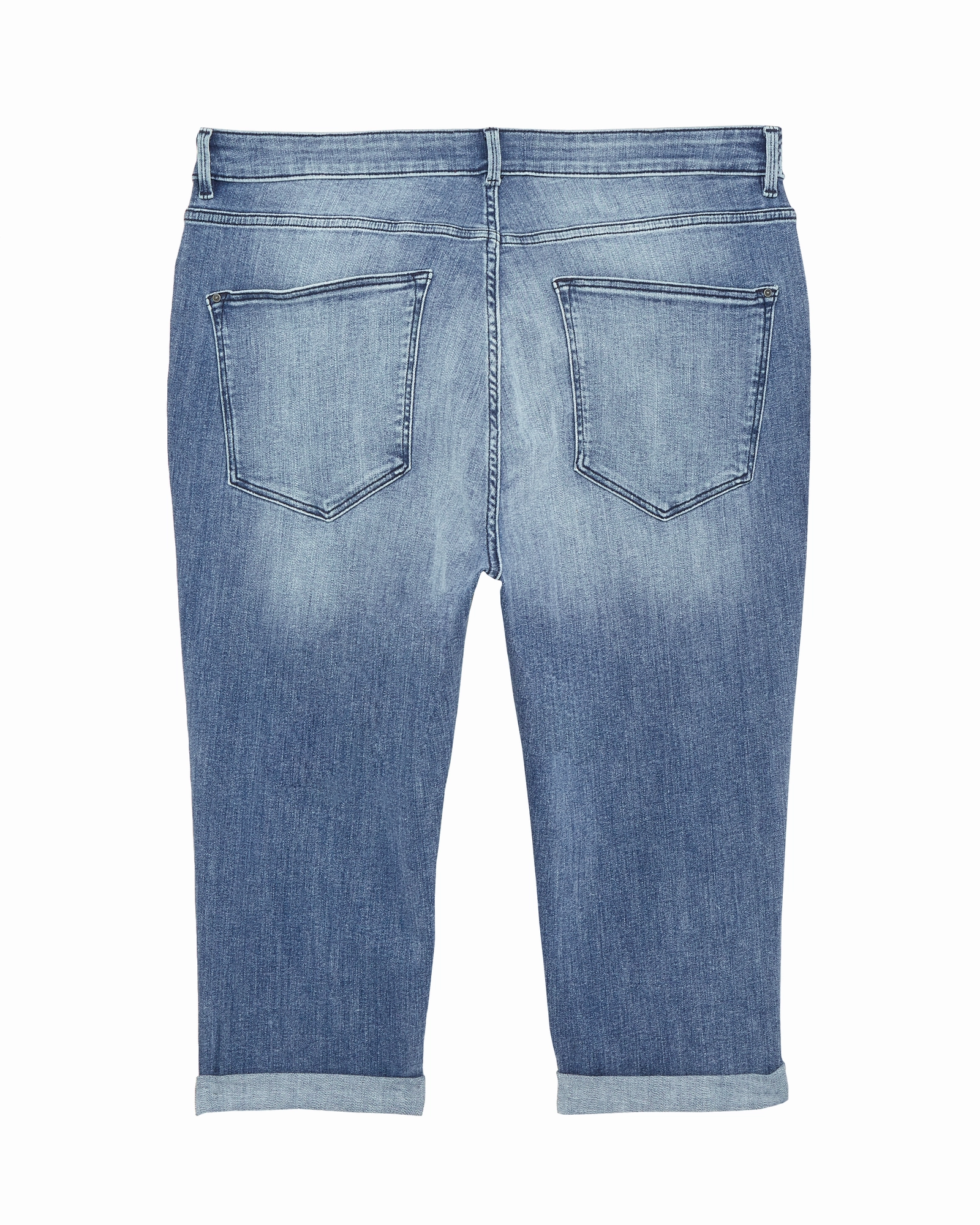 Clermont Double Rolled Capri | Medium Wash Flexible Fabric