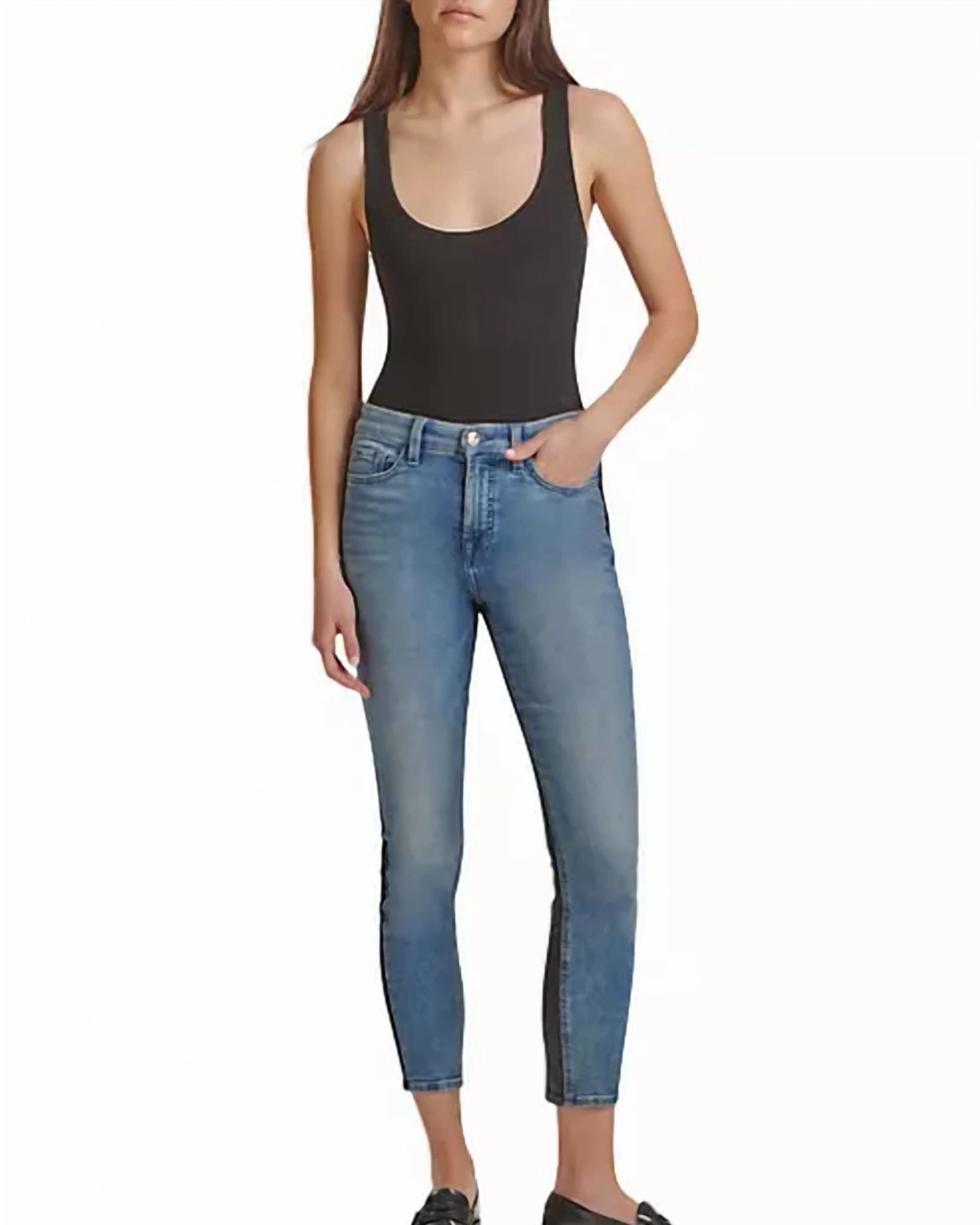 50/50 Ankle Skinny Jean In Heathermist/Blk | Heathermist/Blk Minimal Fashion