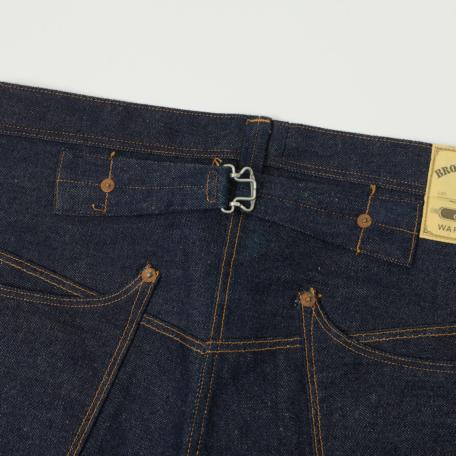 Warehouse & Co 'Brown-Duck & Digger' Regular Straight Jean - Raw No Gap Waistband