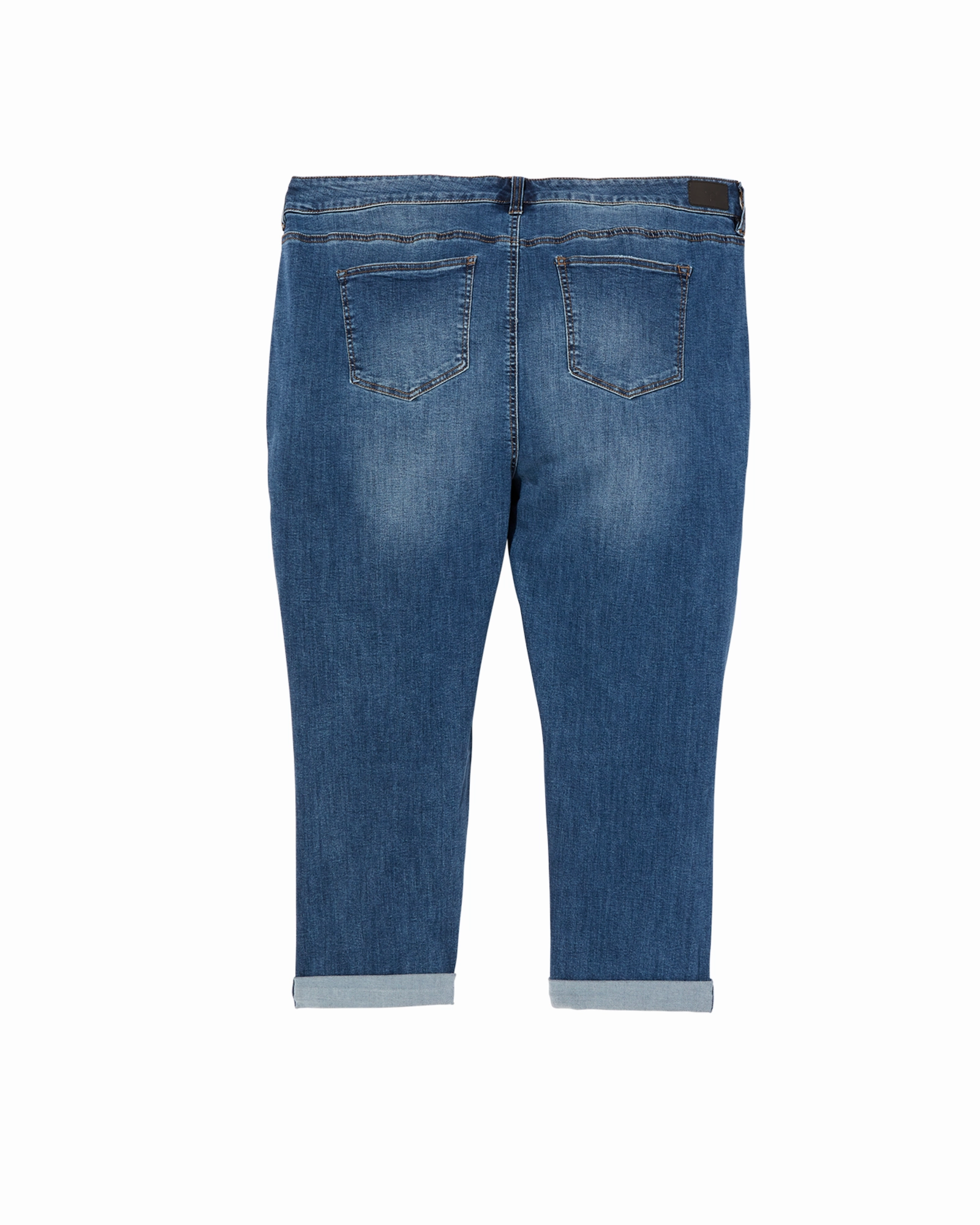 Go Everywhere Wythe Mid Rise Cuffed Boyfriend Jean with Destruction | Medium Wash