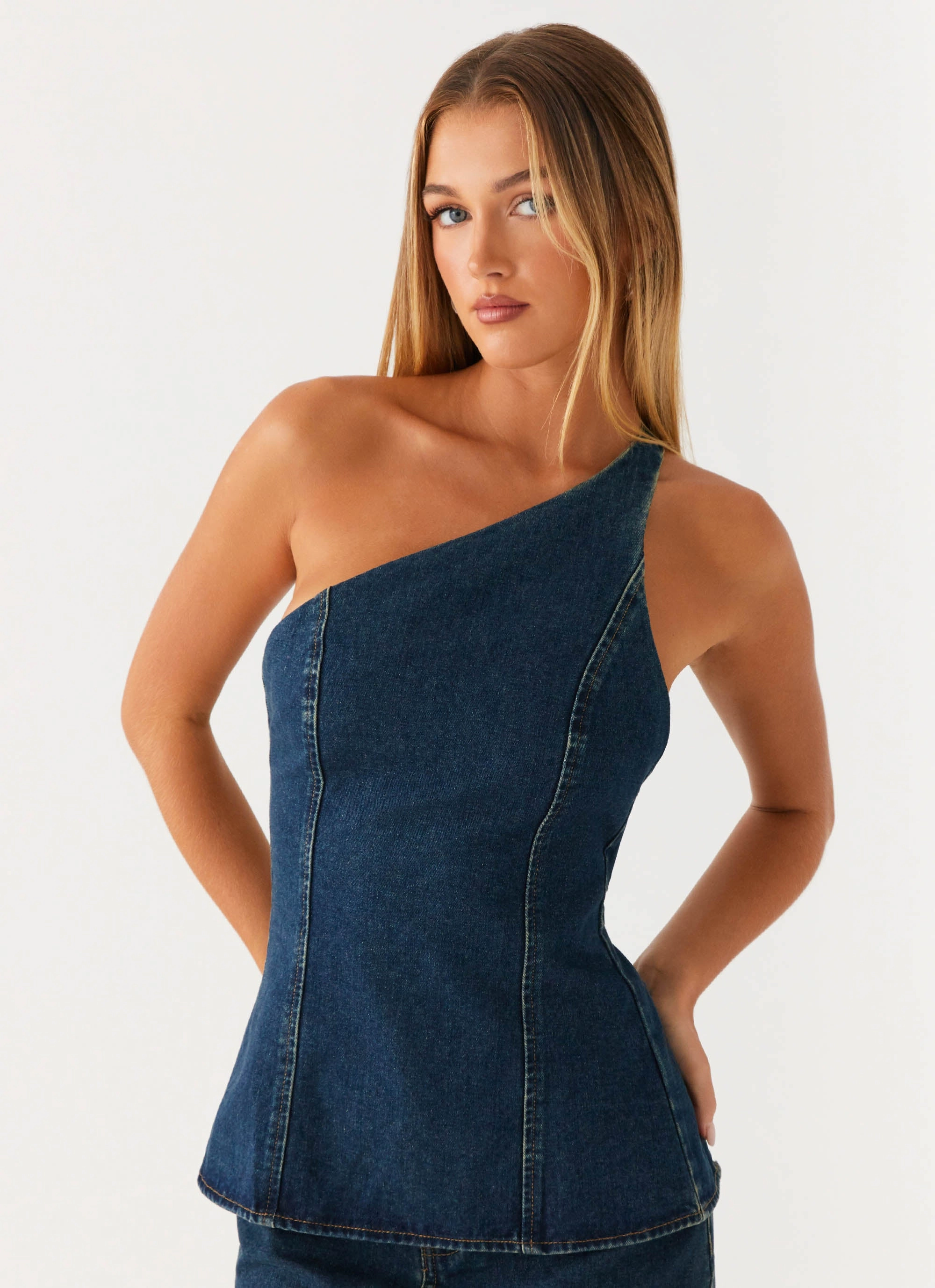 low - maintenance hot climate Maysa Denim Top - Washed Denim