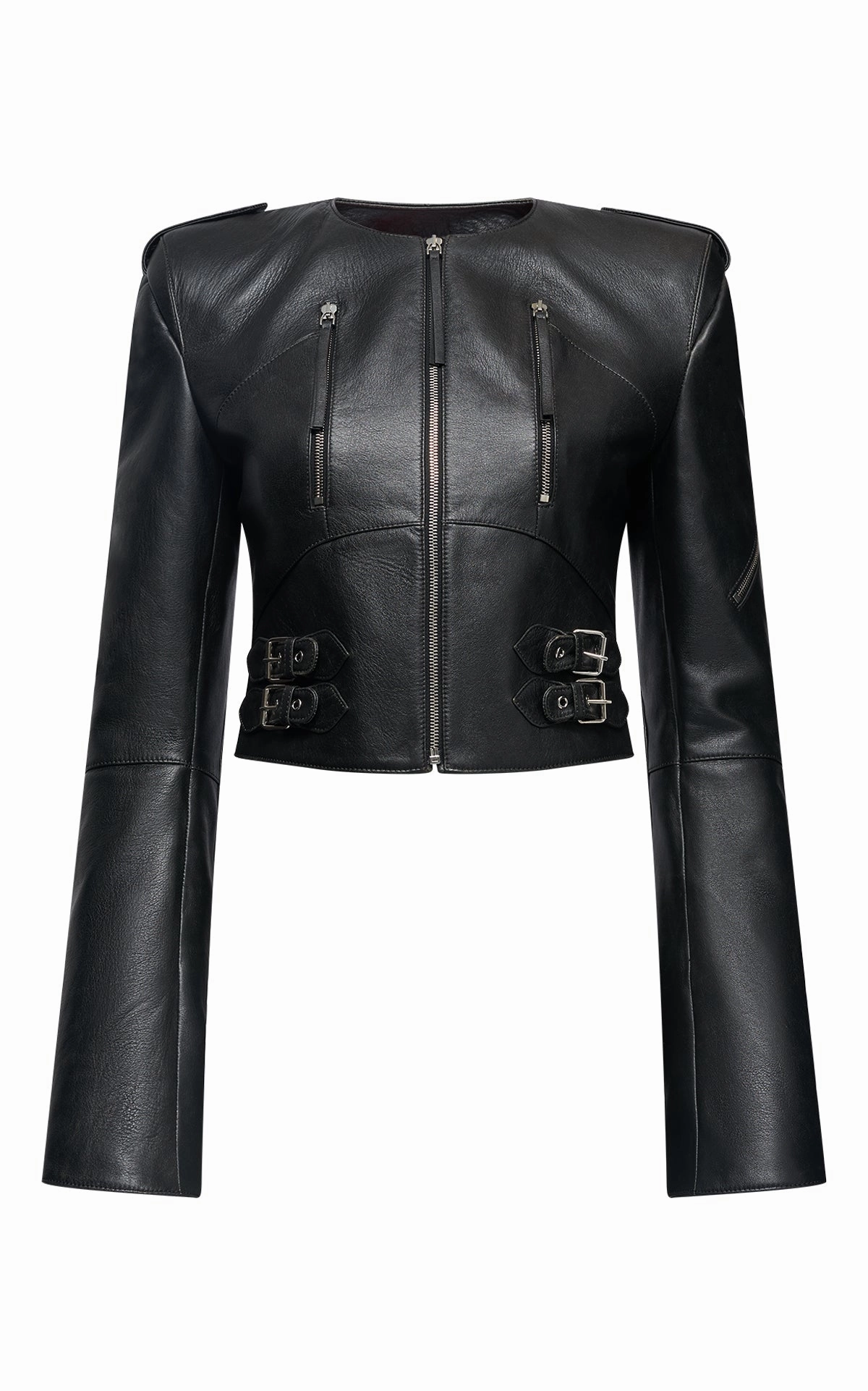 Phanes Moto Jacket in Black Leather Trendy Feel Easy Comfort