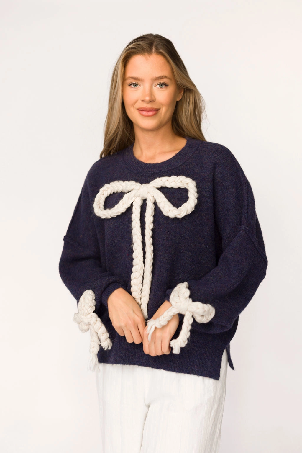 Cold-Weather Layer Clara Oversized Pullover Sweater in Navy *Final-Sale*