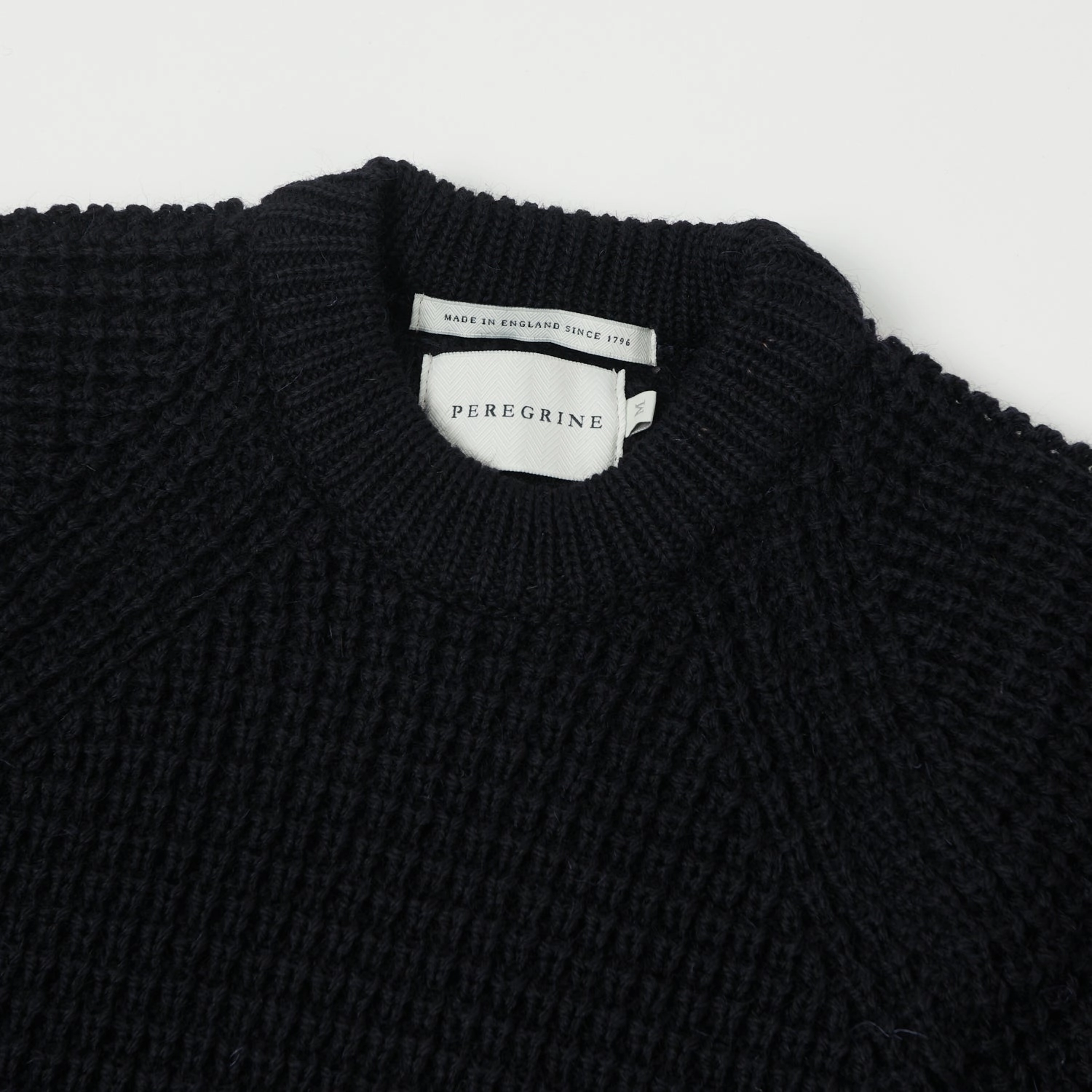 Ribbed Edging Durable Elasticity Peregrine Waffle Knit Jumper - Navy