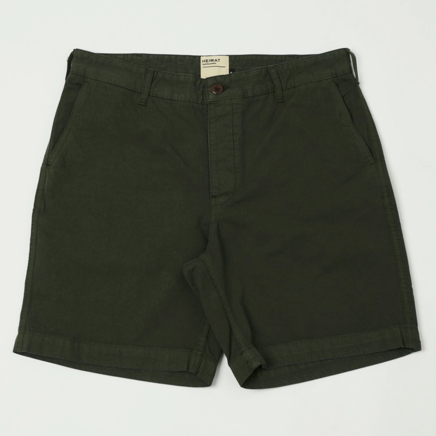 Heimat 'Journey' Herringbone Twill Shorts - Military Green Sweat Resistant Fabric
