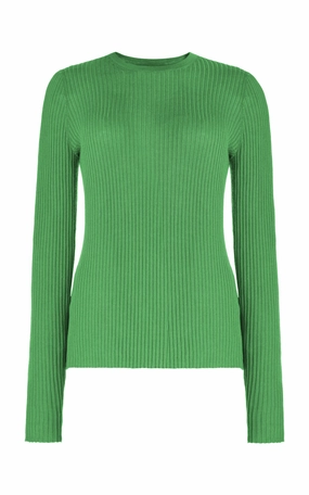 Browning Knit Sweater in Peridot Green Cashmere Silk Fray Resistant Edges