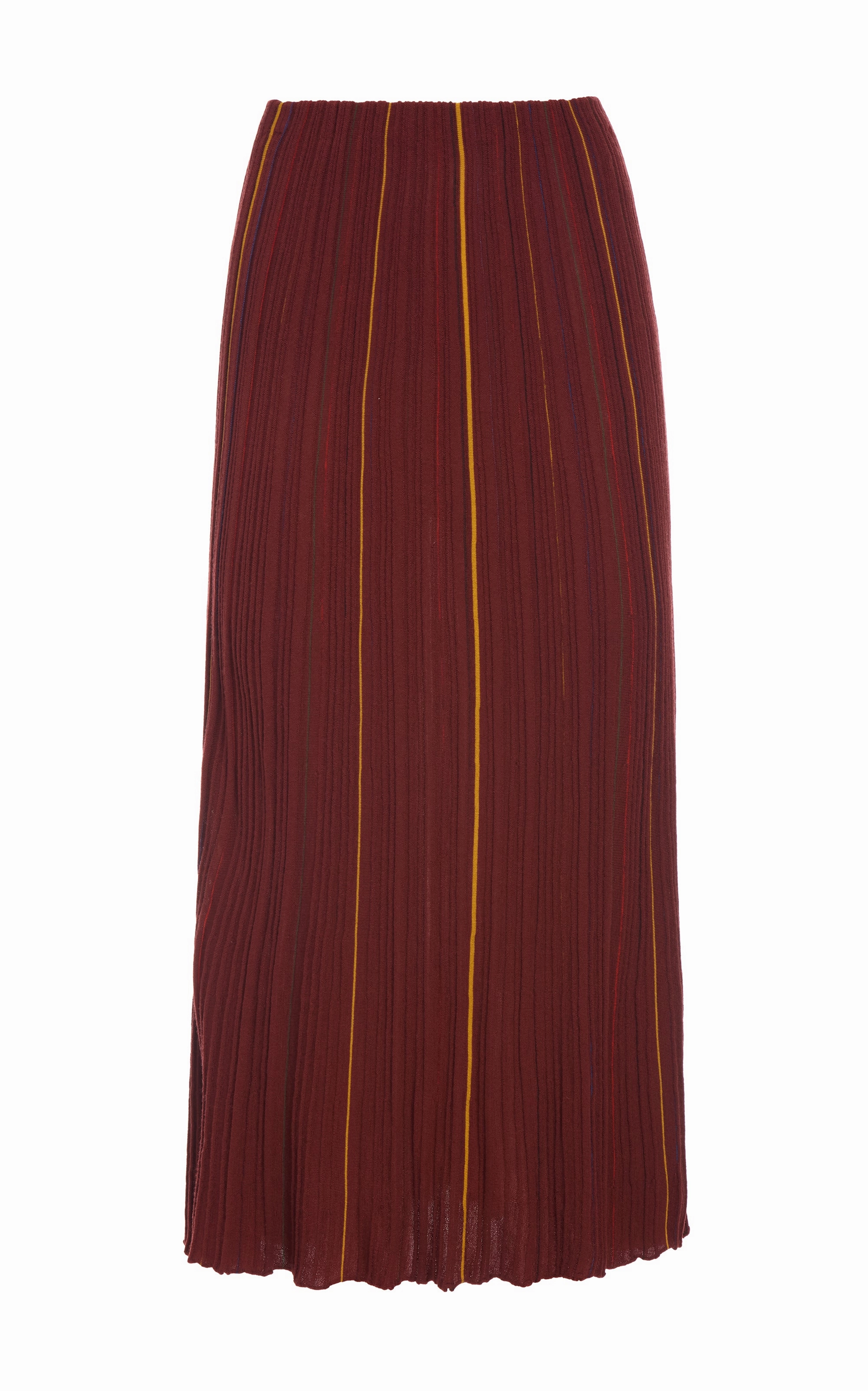 Celeano Pinstripe Knit Midi Skirt Burnt Sienna Merino Wool OekoTex Certified Casual Draping