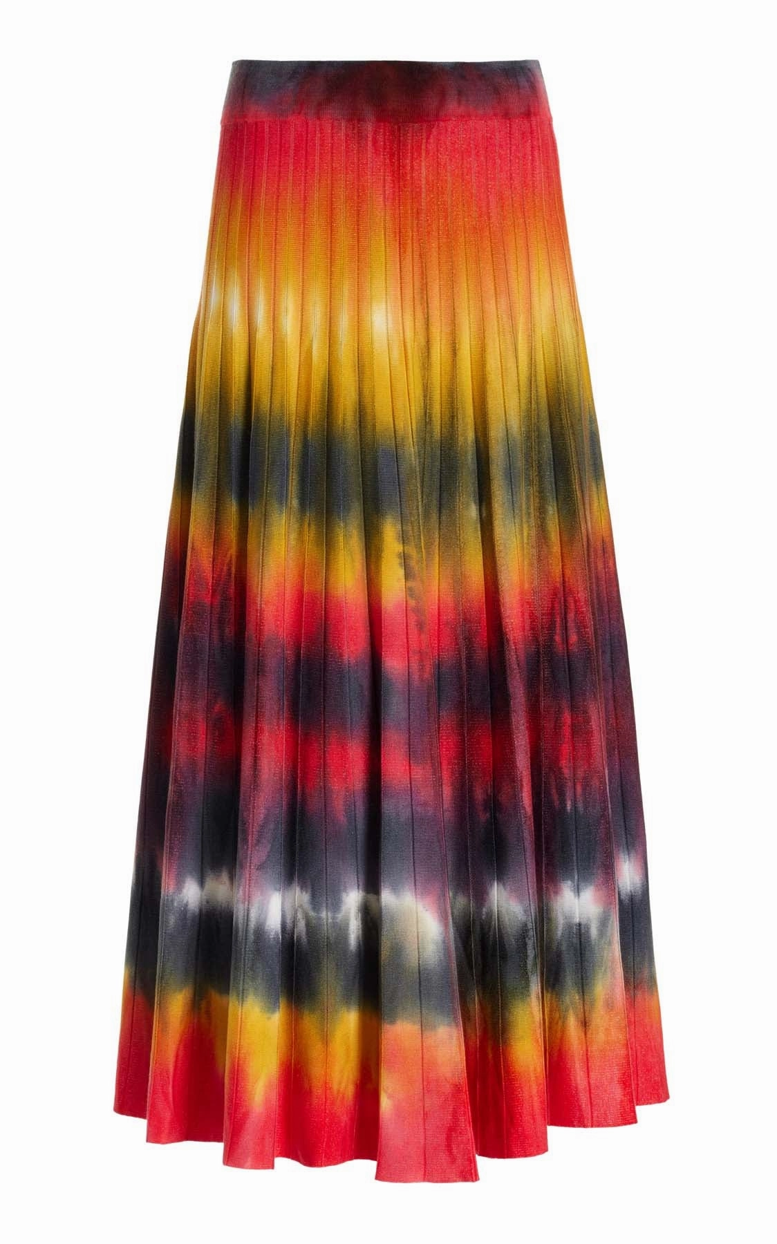 Bonded Seam Reinforcement Ella Knit Midi Skirt in Fire Tie Dye Cashmere