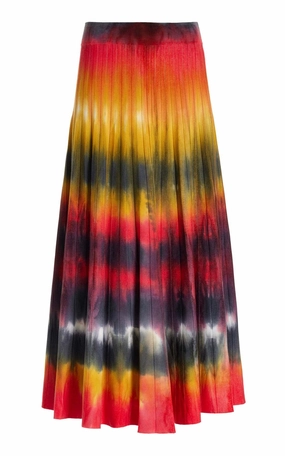 Bonded Seam Reinforcement Ella Knit Midi Skirt in Fire Tie Dye Cashmere