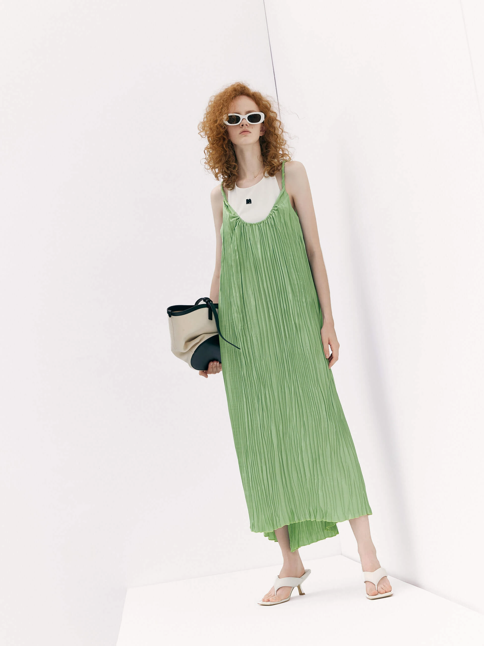 Structured Twist Cami Dress Set Layering Fit Subtle Texture