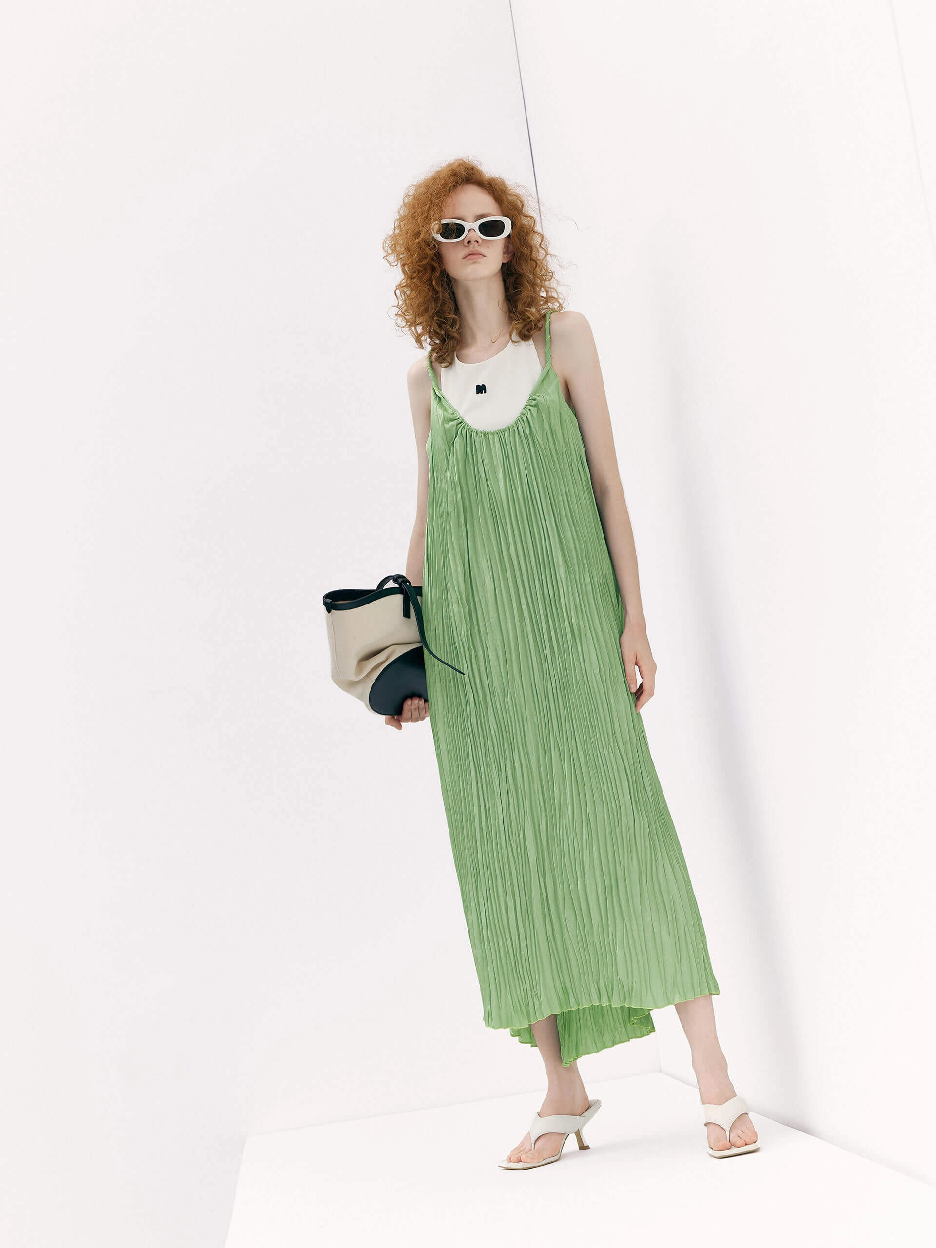 Comfortable Waistband Structured Twist Cami Dress Set