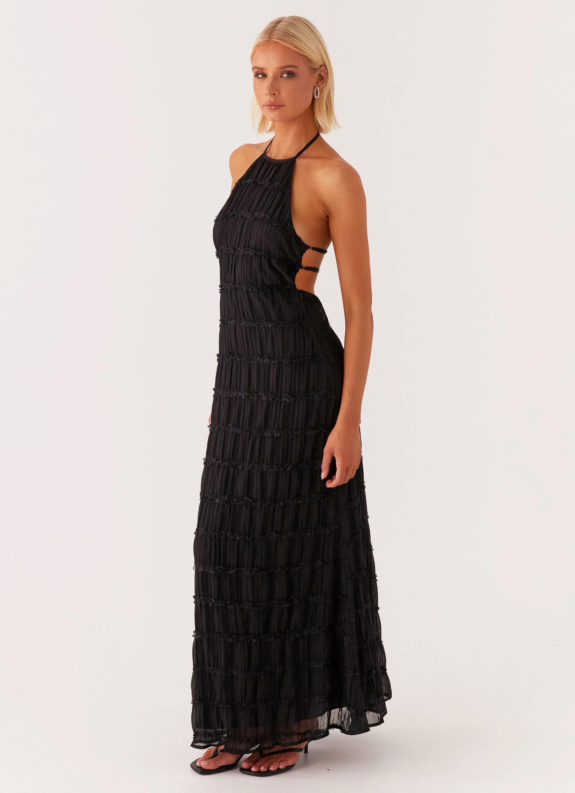 Fashion Layers Fall Style Aullie Maxi Dress - Black