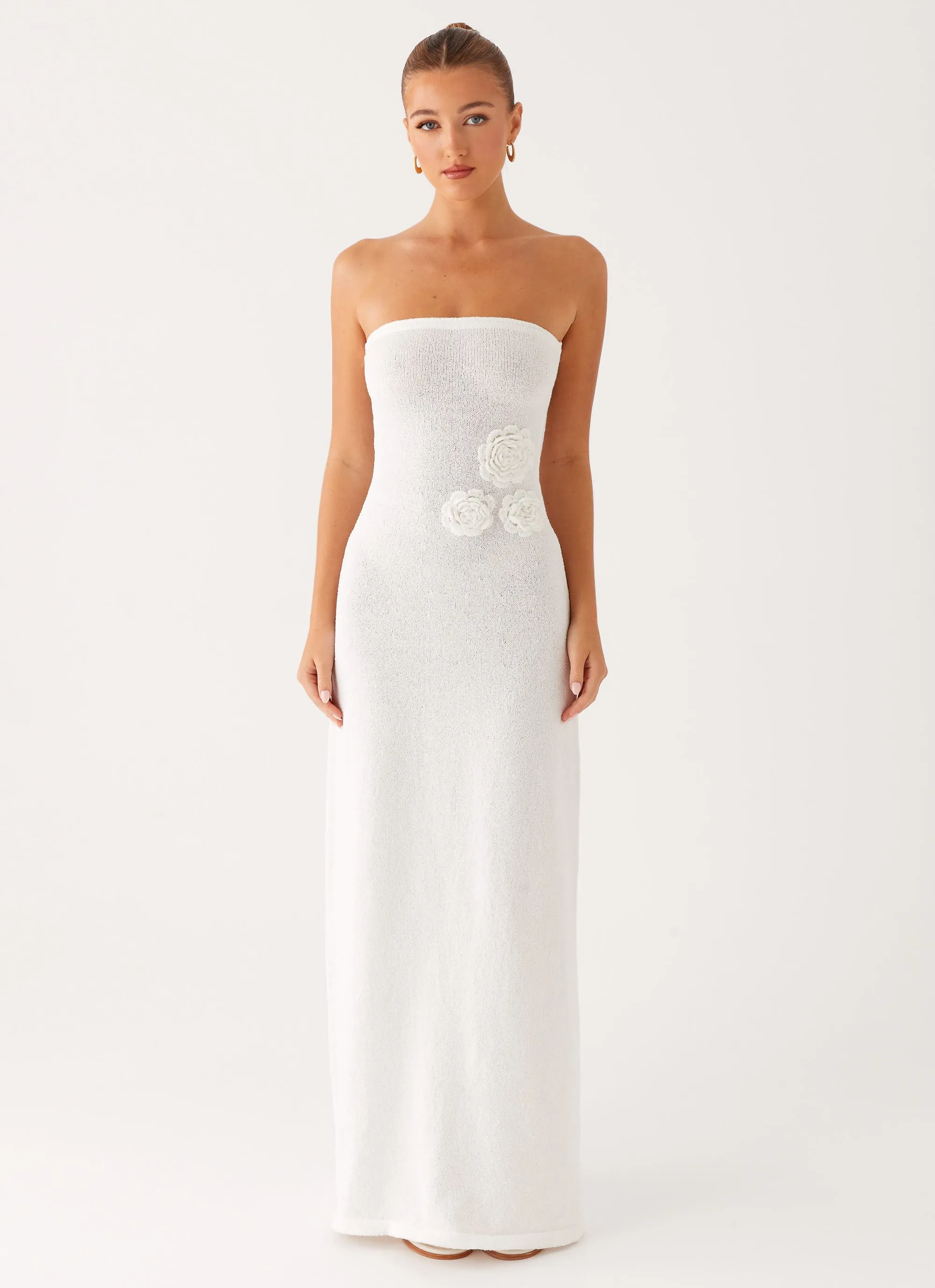 Autumn-Season Trendy Cut Arli Strapless Maxi Dress - Ivory