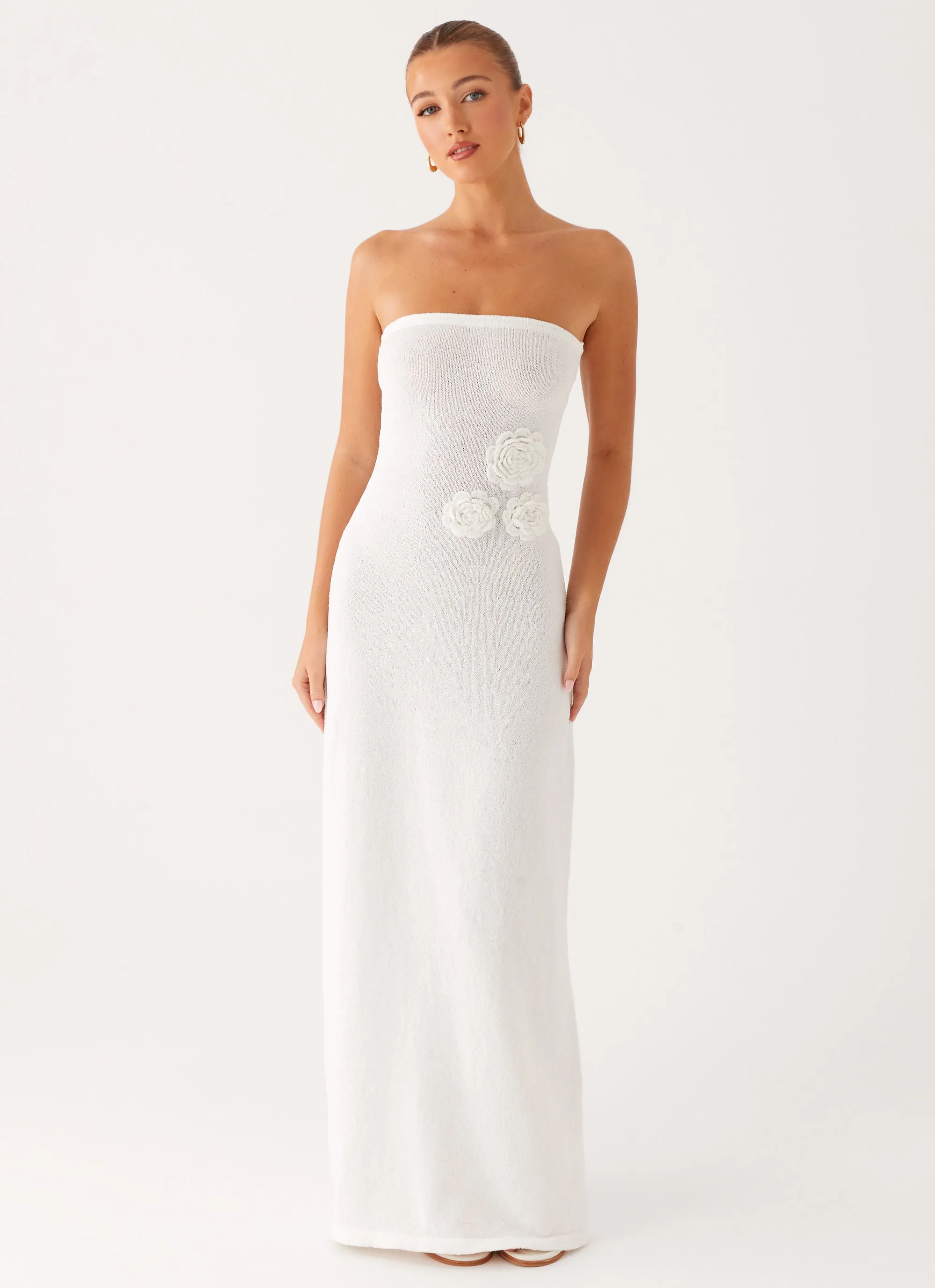 Perfect Waistband Trendy And Comfortable Arli Strapless Maxi Dress - Ivory
