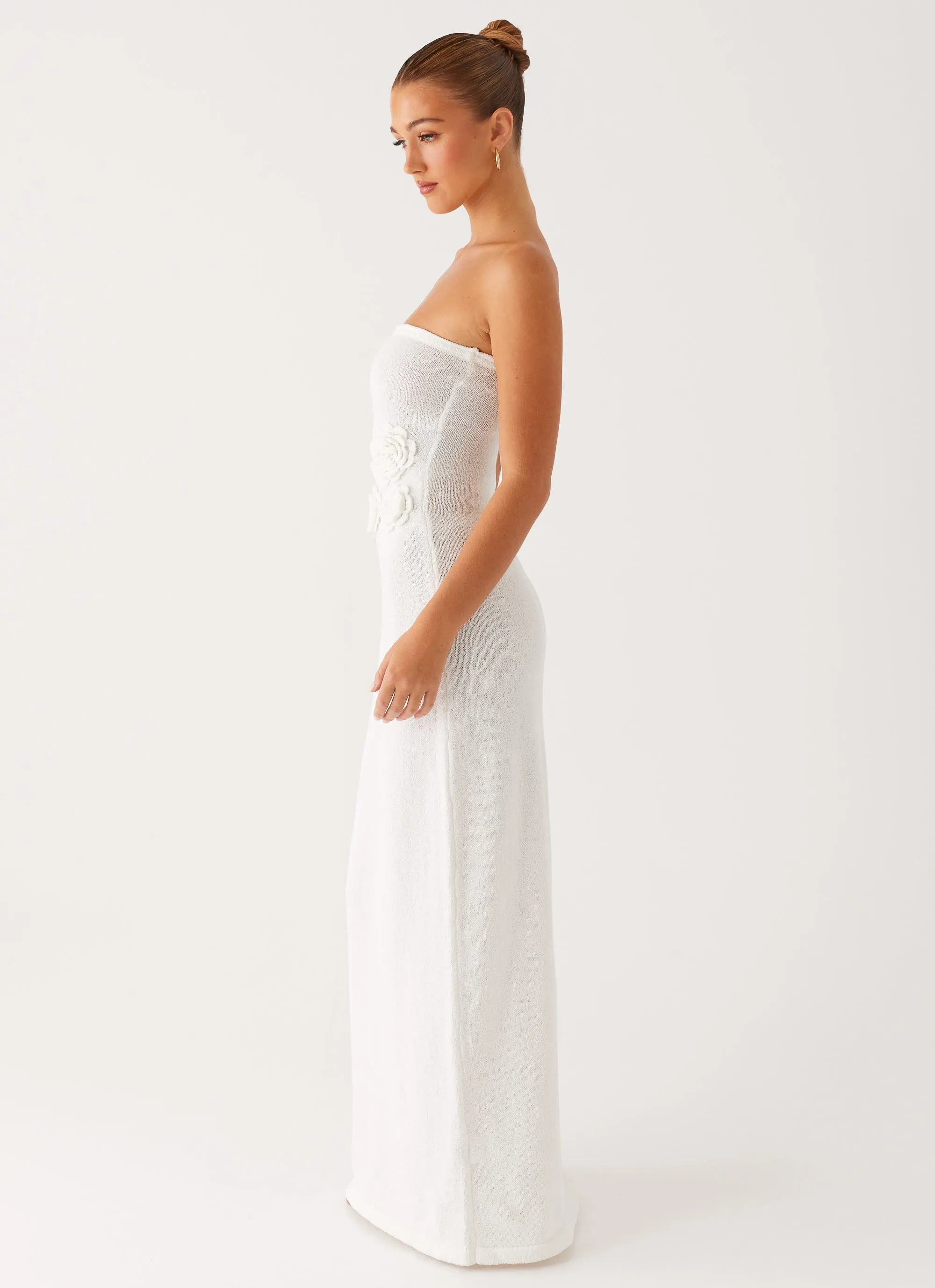 Arli Strapless Maxi Dress - Ivory Texture Softness
