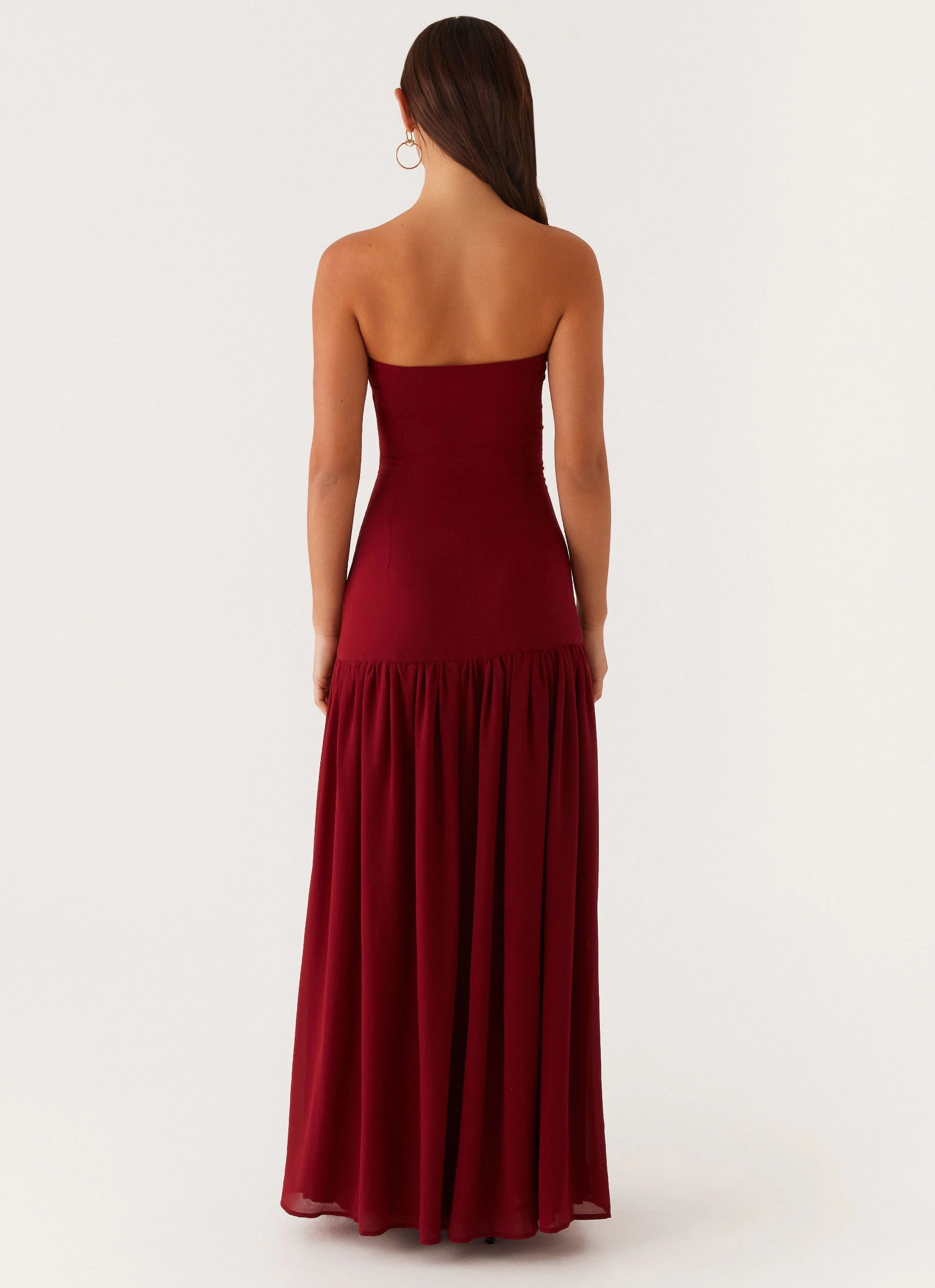 Eden Strapless Maxi Dress - Maroon Body Ease Color Soft