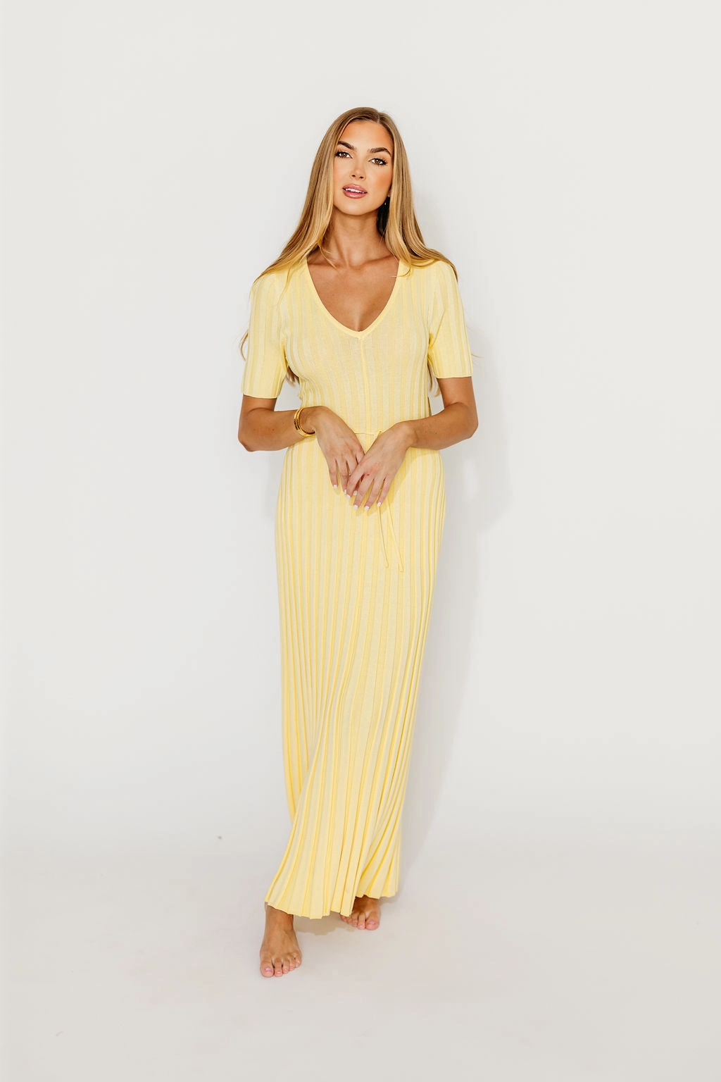Special-Edition Oakley Ribbed Maxi Dress in Light Yellow - Bump Friendly *Final-Sale*