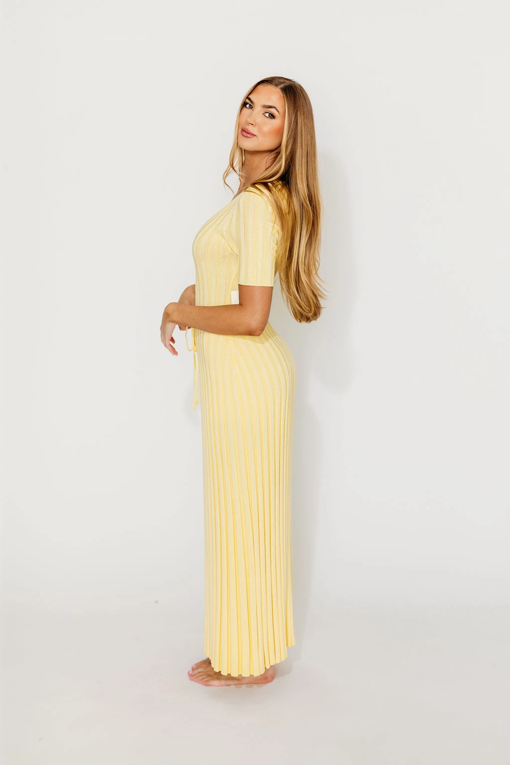 Cool Layers Oakley Ribbed Maxi Dress in Light Yellow - Bump Friendly *Final-Sale*