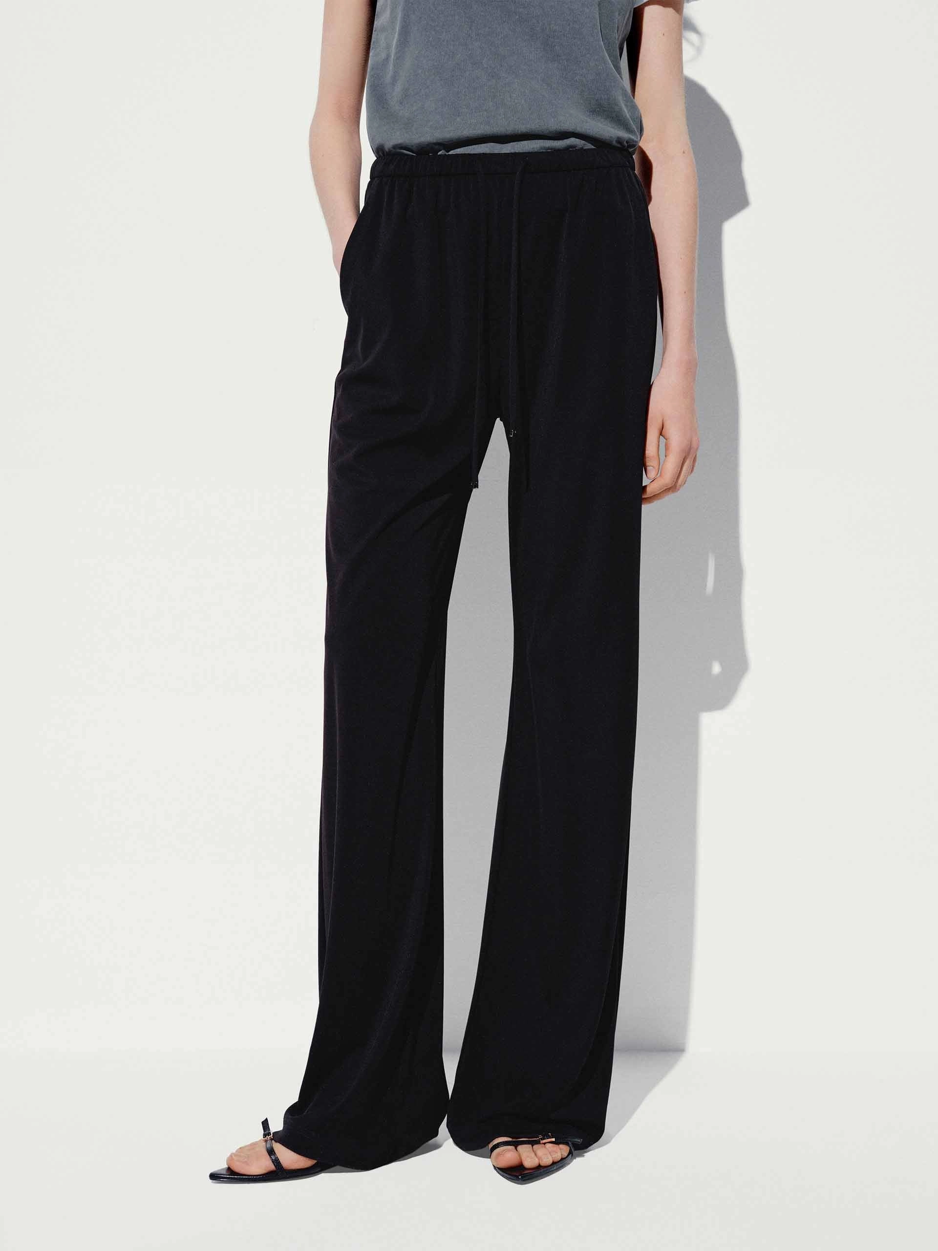Functional Design Drawstring Waist Flared Trousers