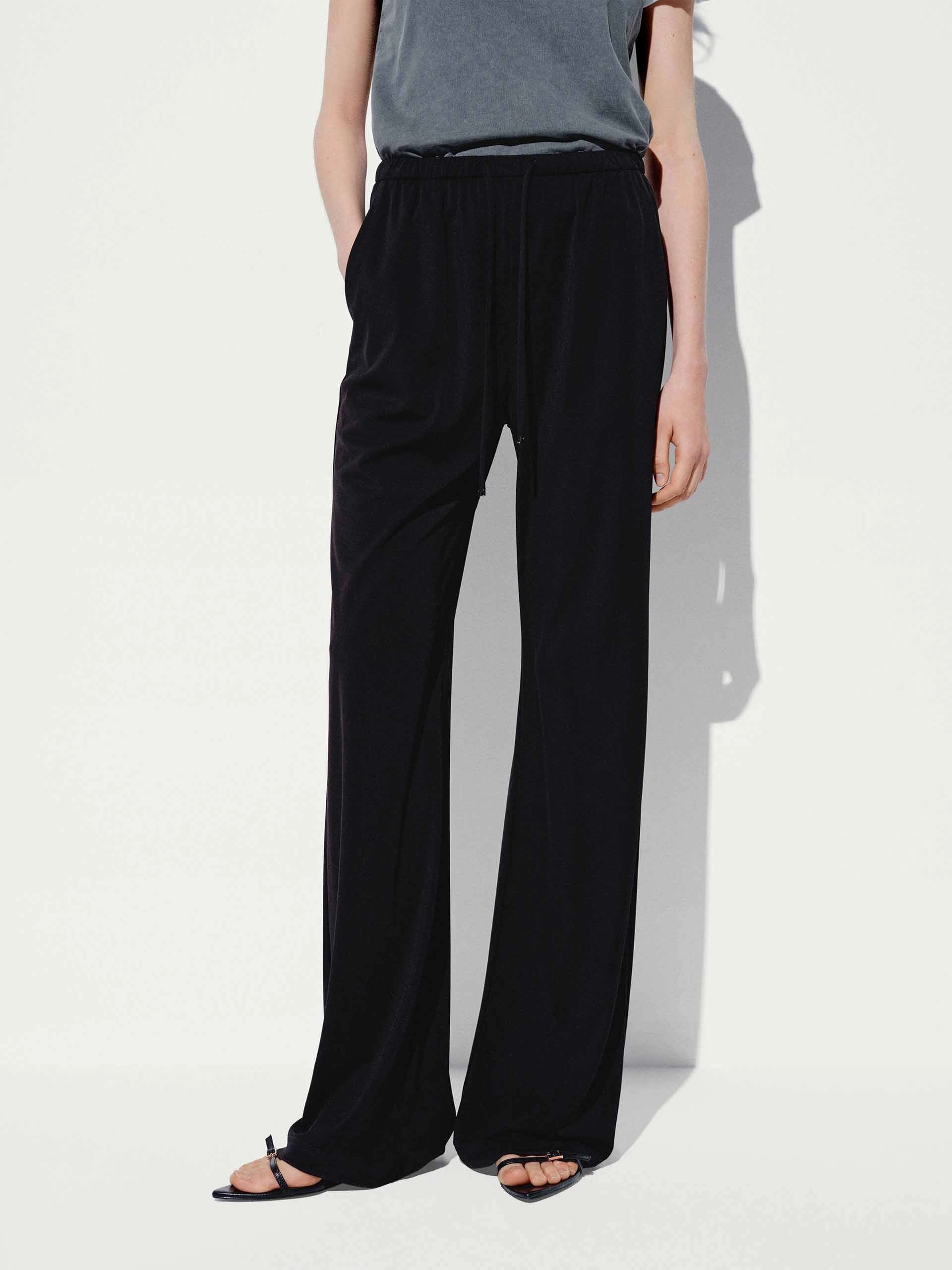 Drawstring Waist Flared Trousers Chill Style