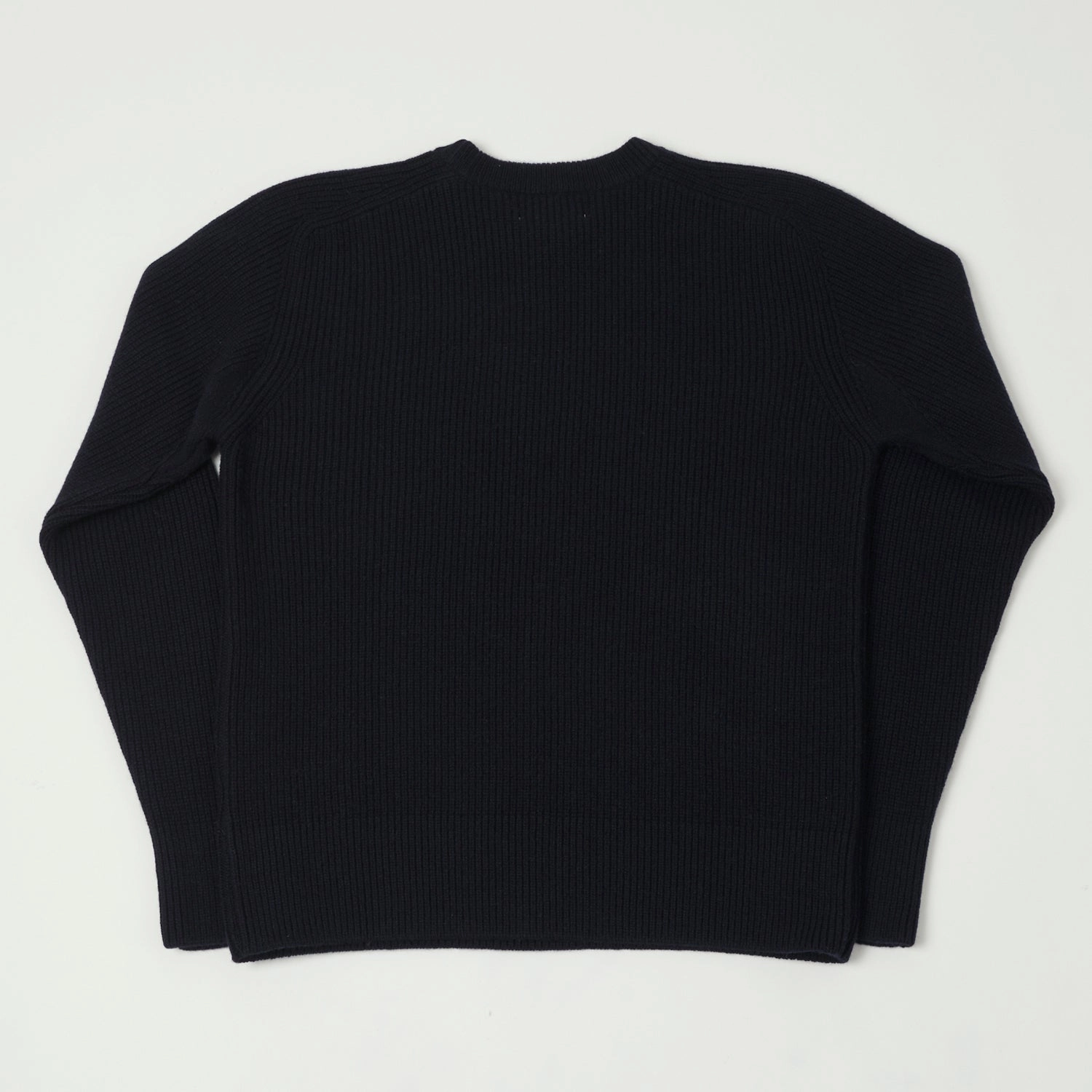 Merz b. Schwanen 'Good Basics' Wool Cashmere Ribbed Knit Pullover - Dark Navy NonRestrictive Cuff