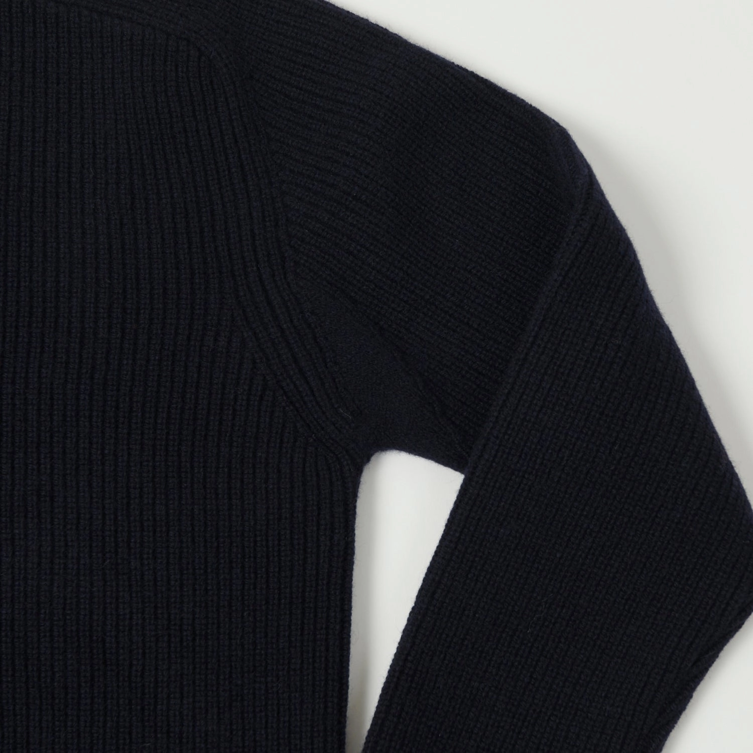 Merz b. Schwanen 'Good Basics' Wool Cashmere Ribbed Knit Pullover - Dark Navy Cozy Loopback Fabric Knitwear Repair Toolkit