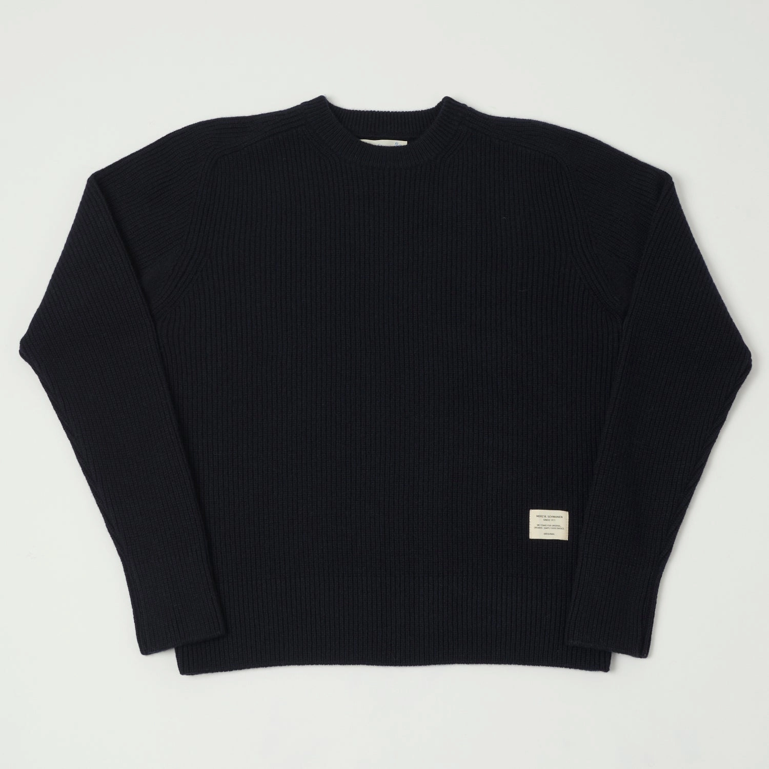 AntiPilling Technology Merz b. Schwanen 'Good Basics' Wool Cashmere Ribbed Knit Pullover - Dark Navy