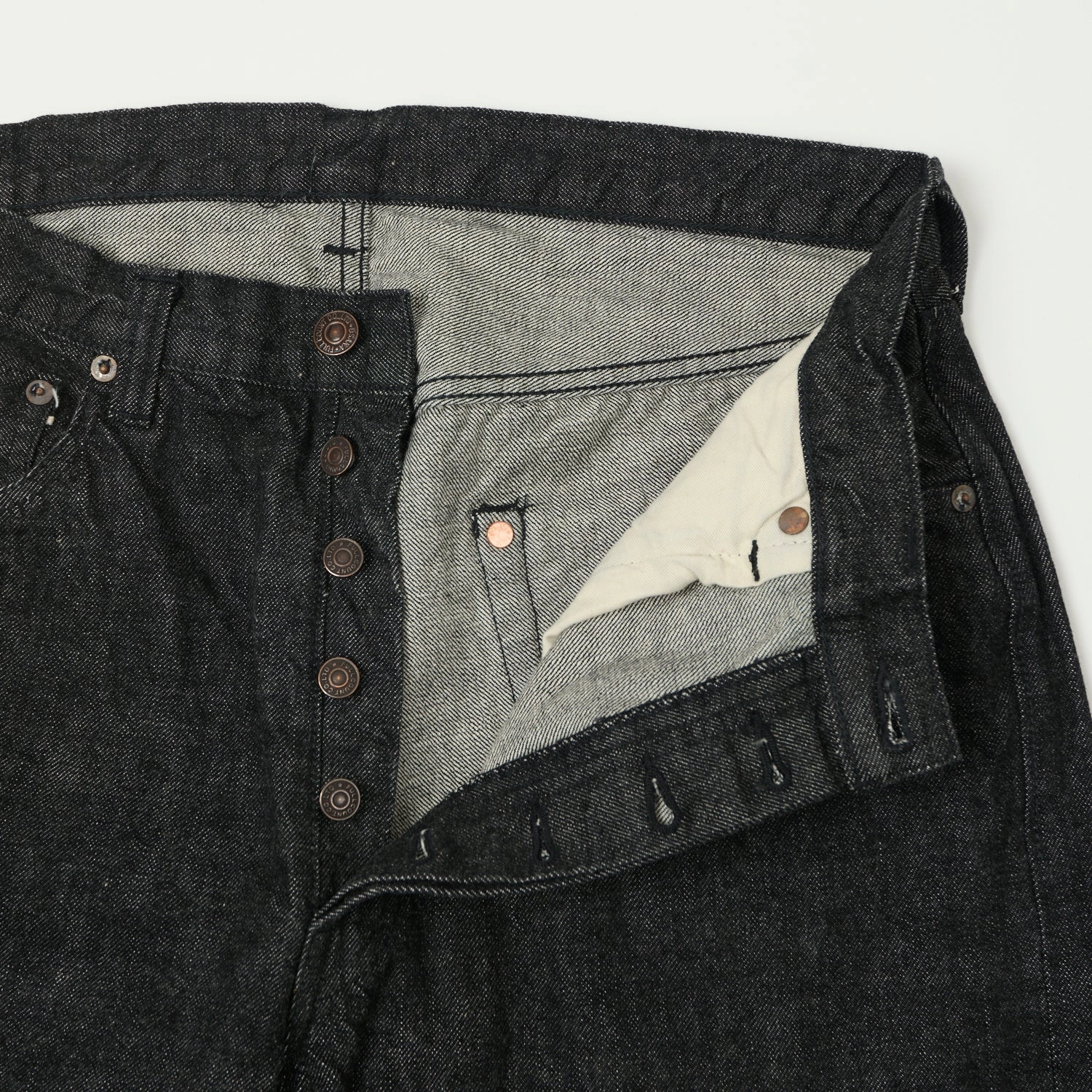 Full Count 0105 13.7oz Wide Straight Jean - Black One Wash Pre Washed Denim