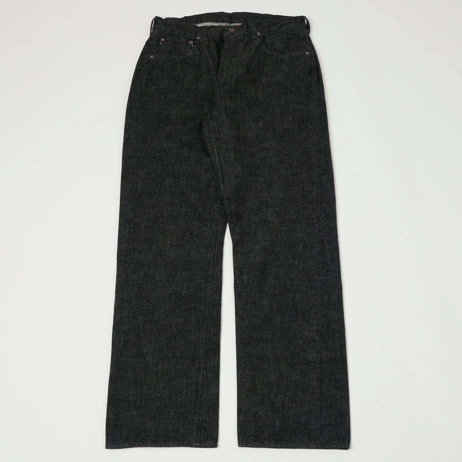 Full Count 0105 13.7oz Wide Straight Jean - Black One Wash Party Look Urban Explorer Style Simplicity