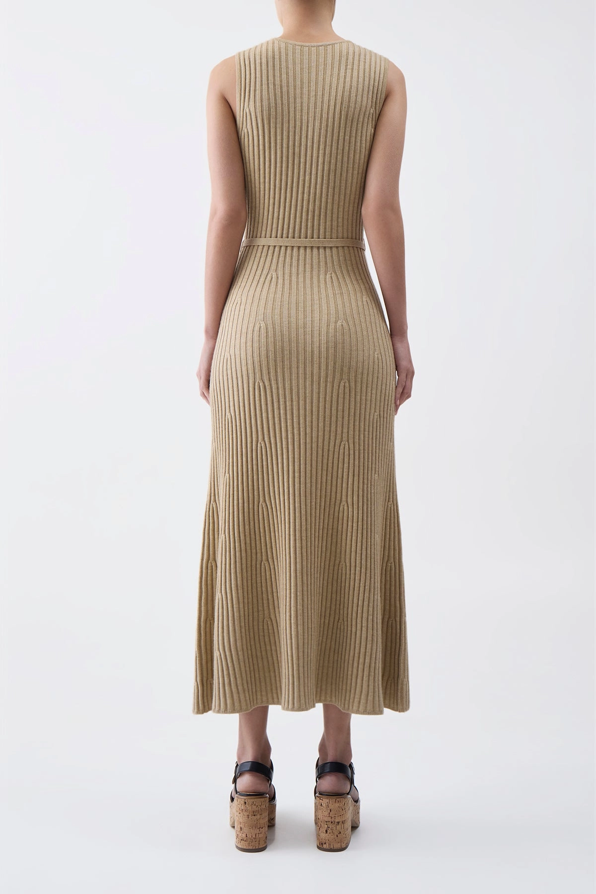 ribbed texture All Day Meier Knit Dress in Hay Merino Wool Cashmere