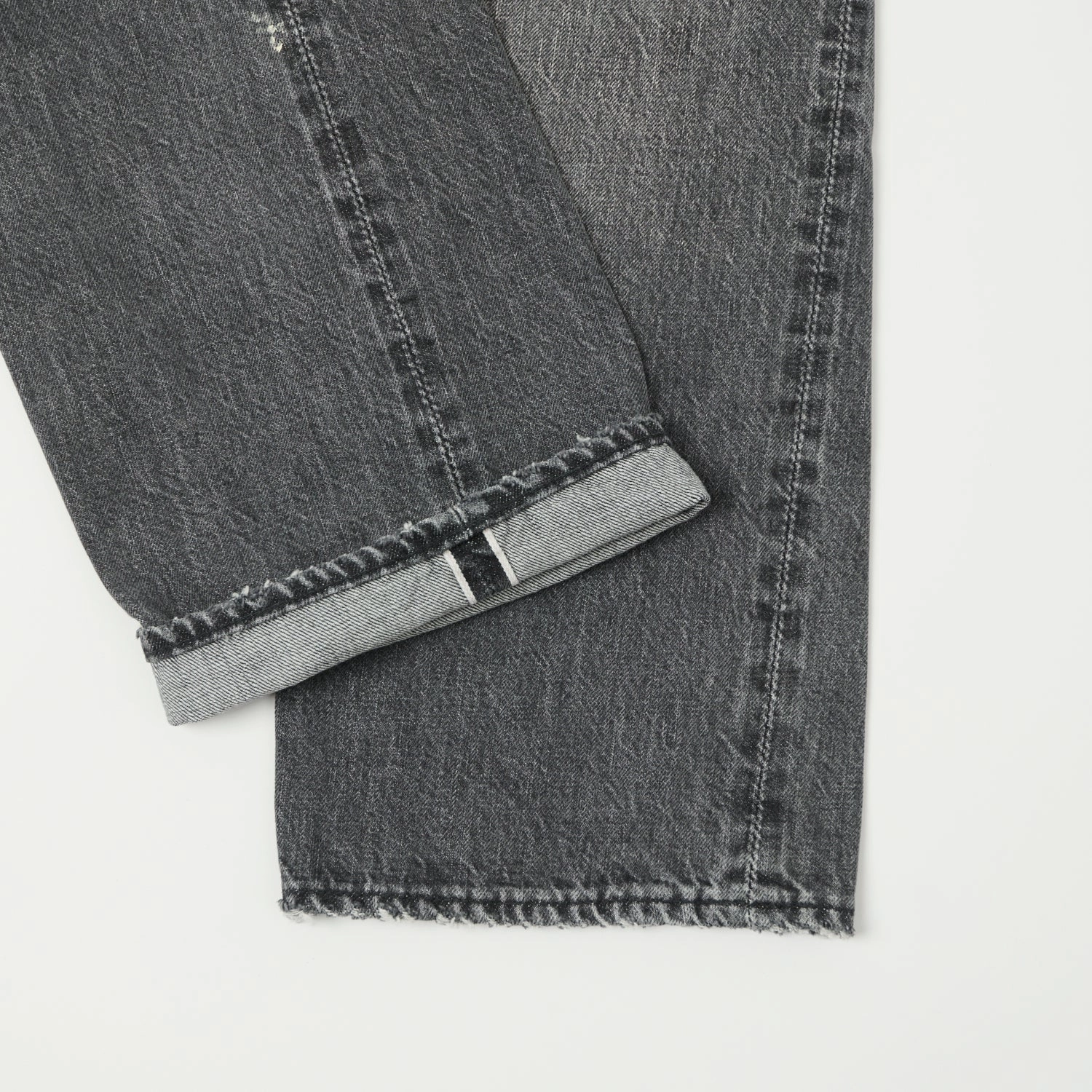 Softened Seams Full Count 1101 13.75oz Loose Straight Jean - Black 'Splatter Dartford' Wash