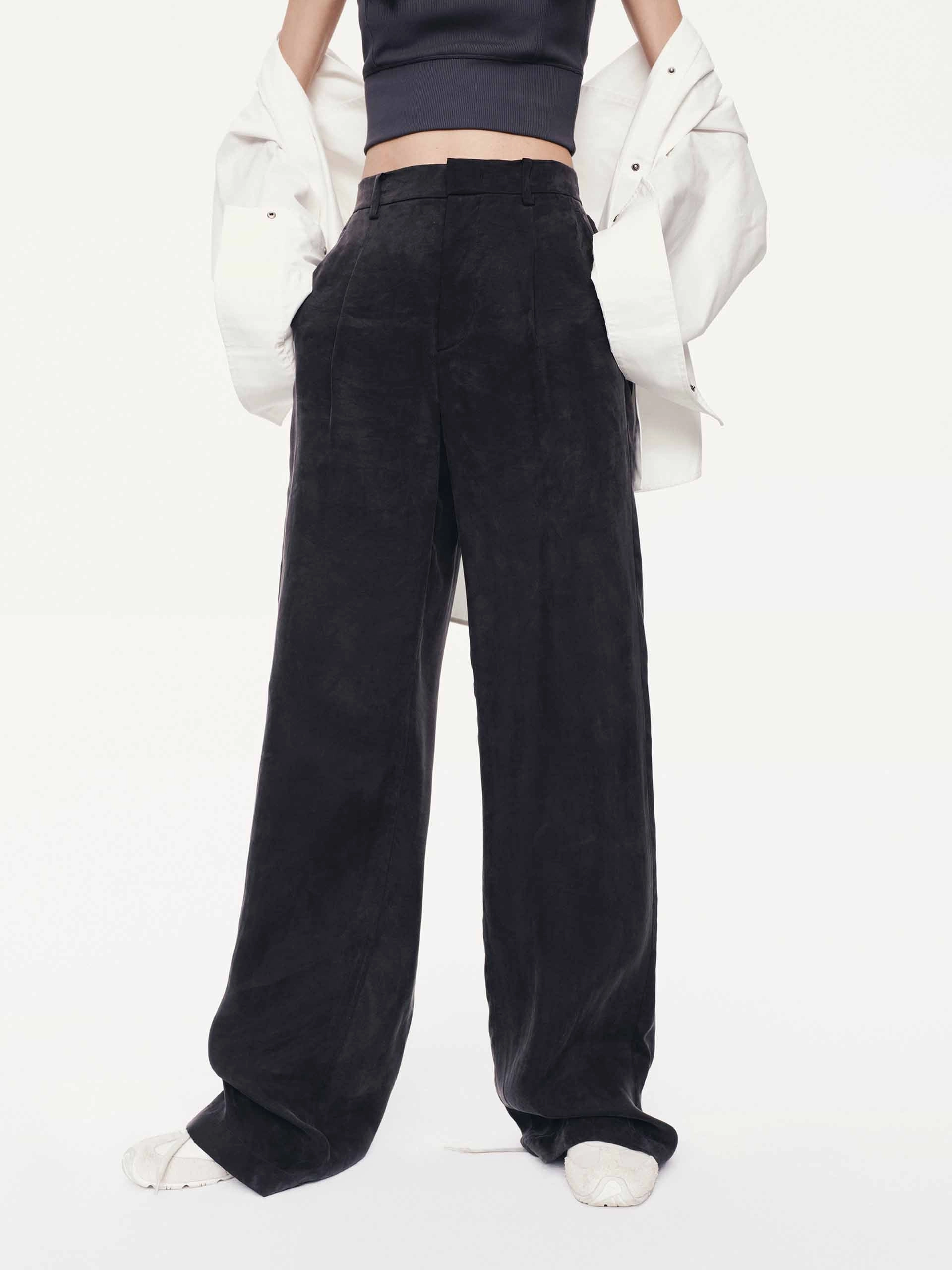 Ripstop Texture Suede Texture Straight Pants