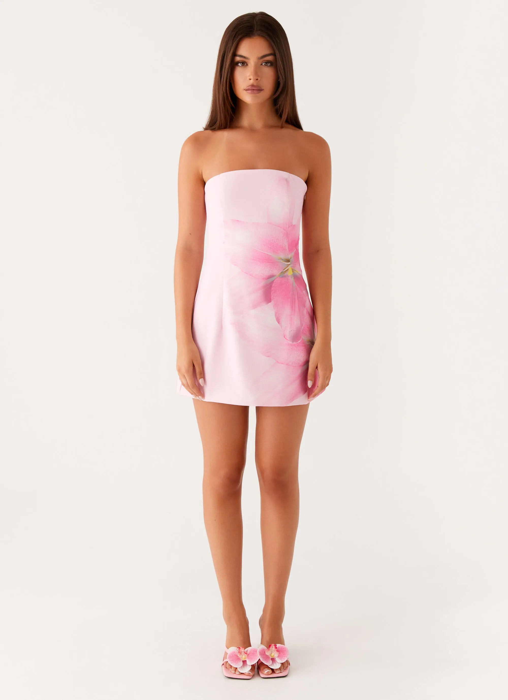 BiasCutSilhouette Soft and Smooth Sugar Rush Strapless Mini Dress - Pink